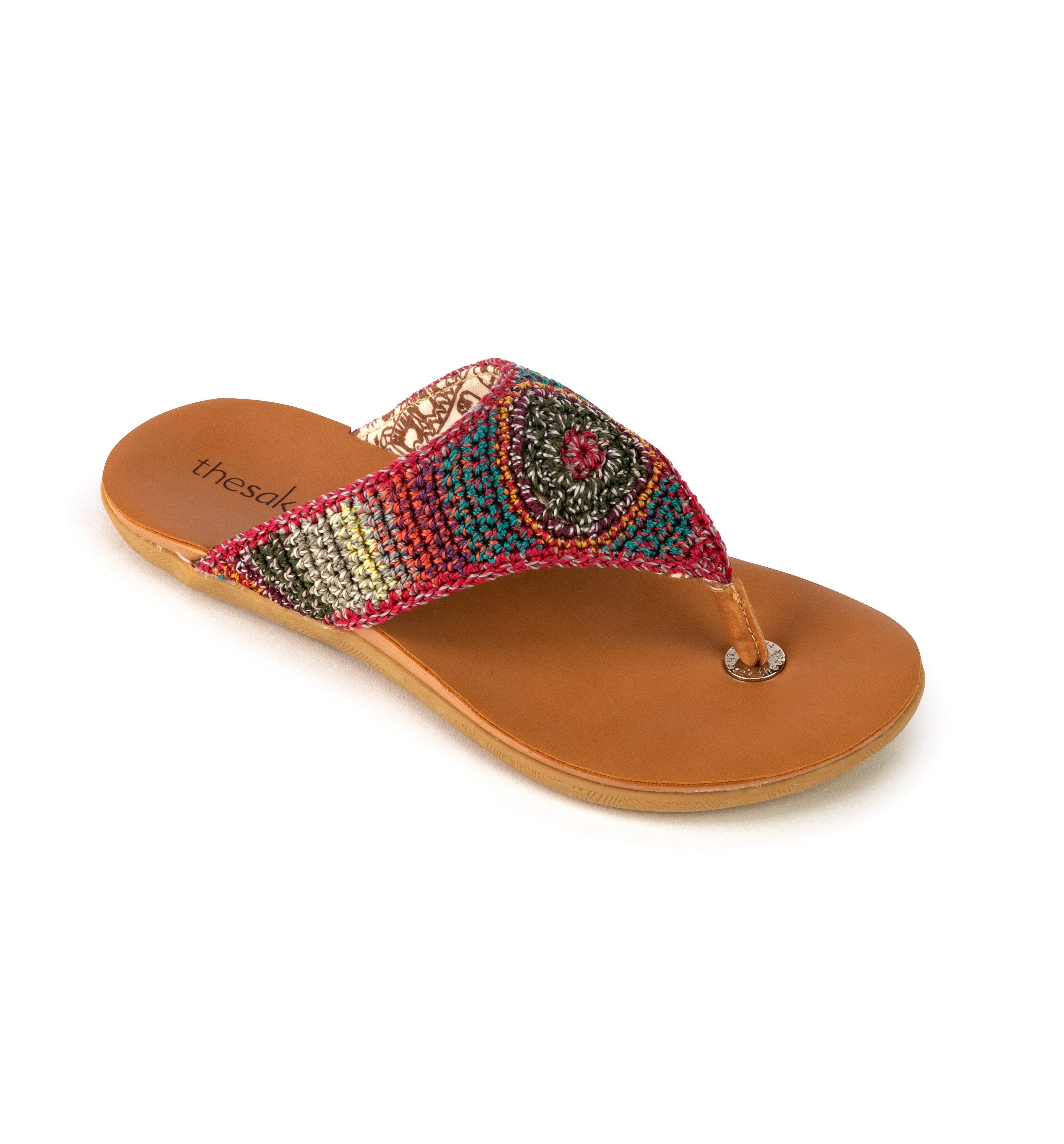 The Sak Shana Sandal - Hand Crochet - Sunset Stripe Batik Lining
