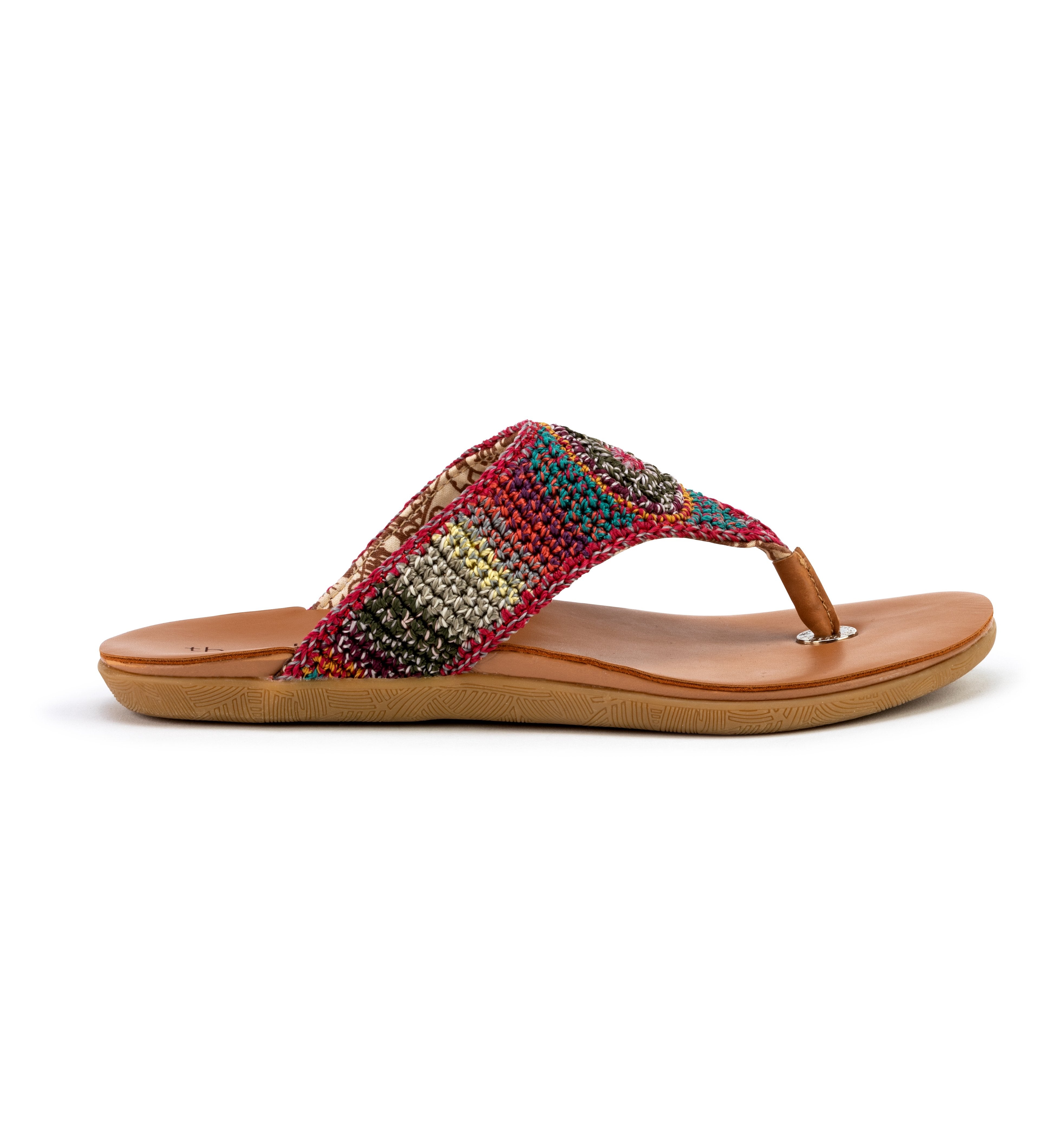 The Sak Shana Sandal - Hand Crochet - Sunset Stripe Batik Lining