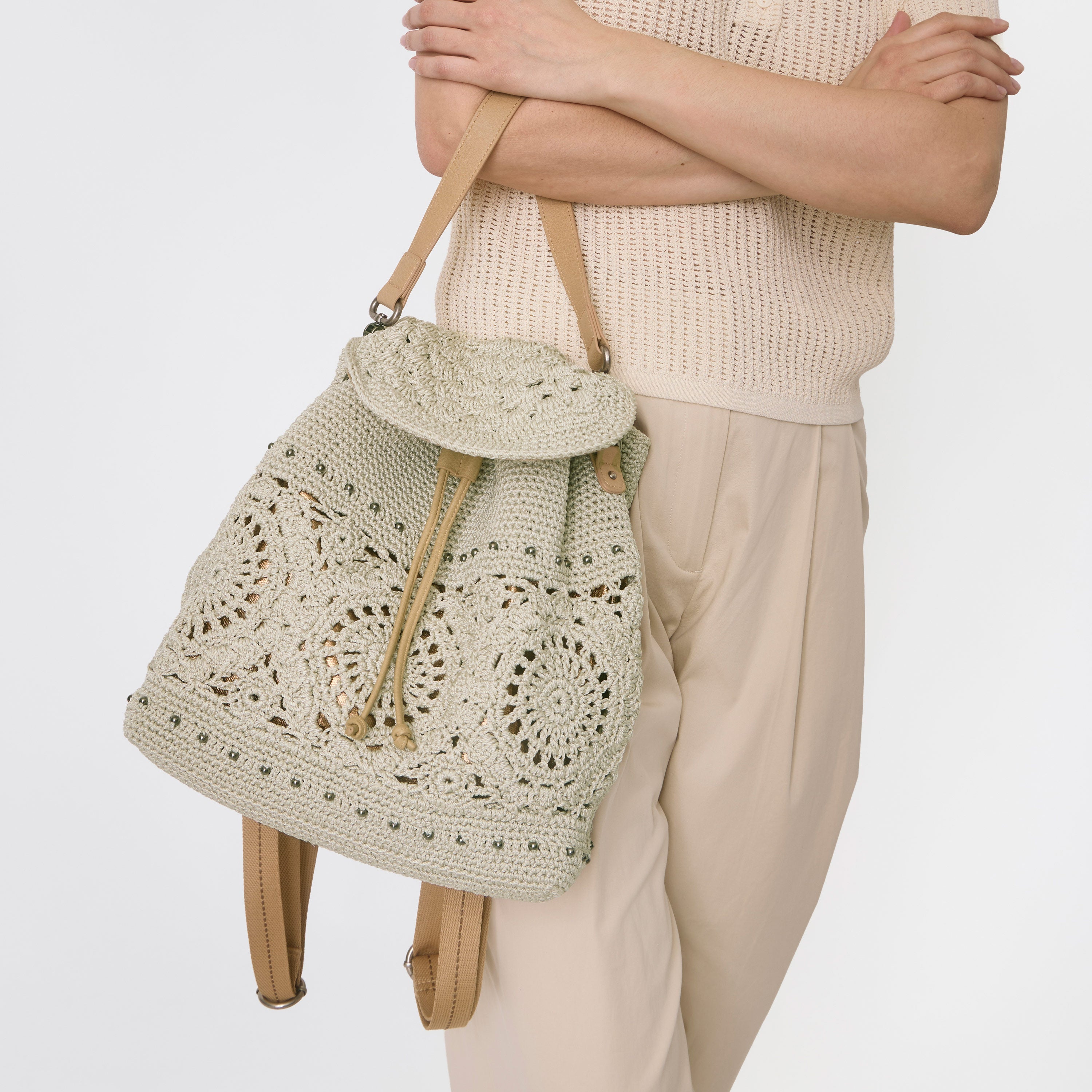 The Sak Sayulita Backpack - Hand Crochet - Natural Medallion