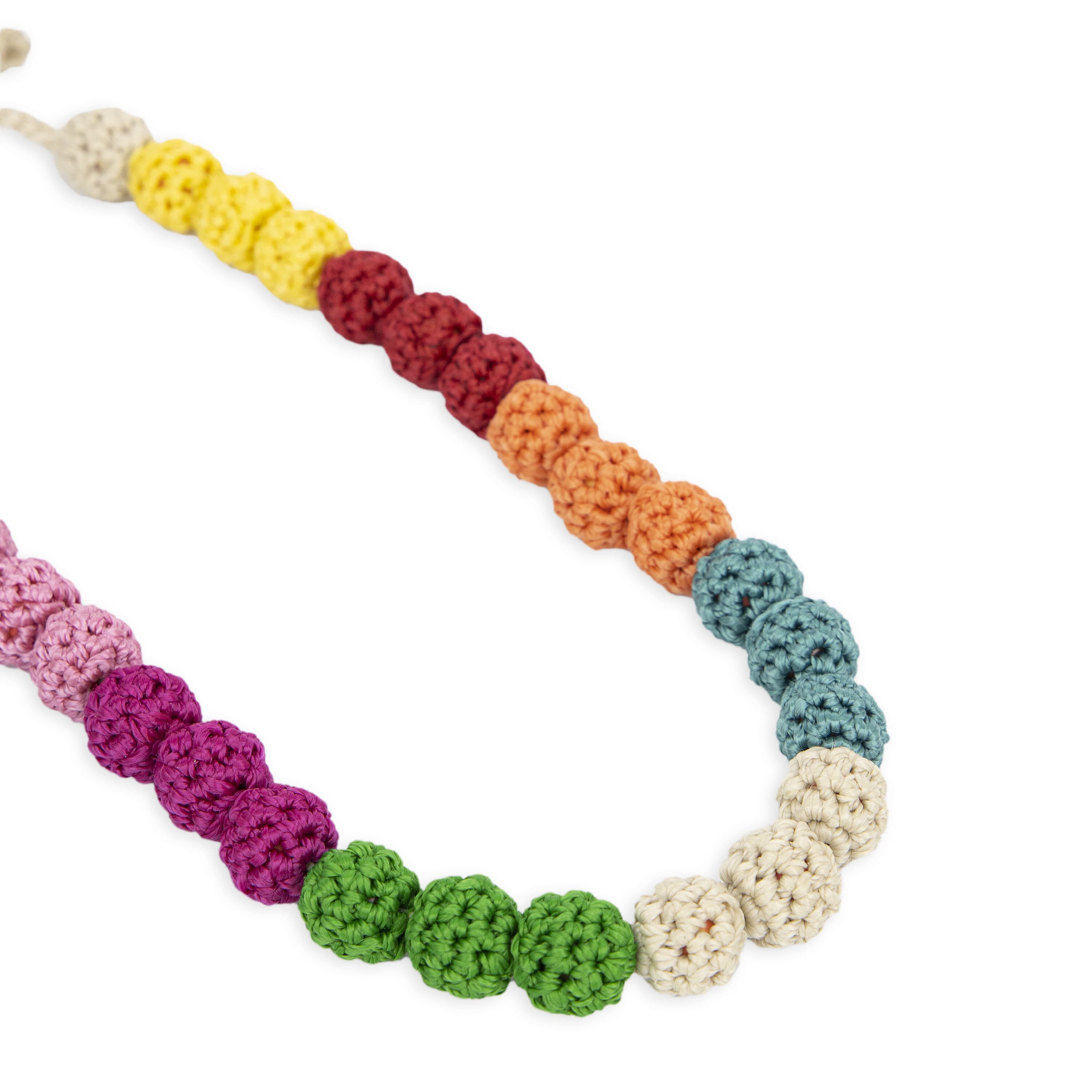 The Sak Drea Crochet Bead Necklace - Hand Crochet - Beach Stripe