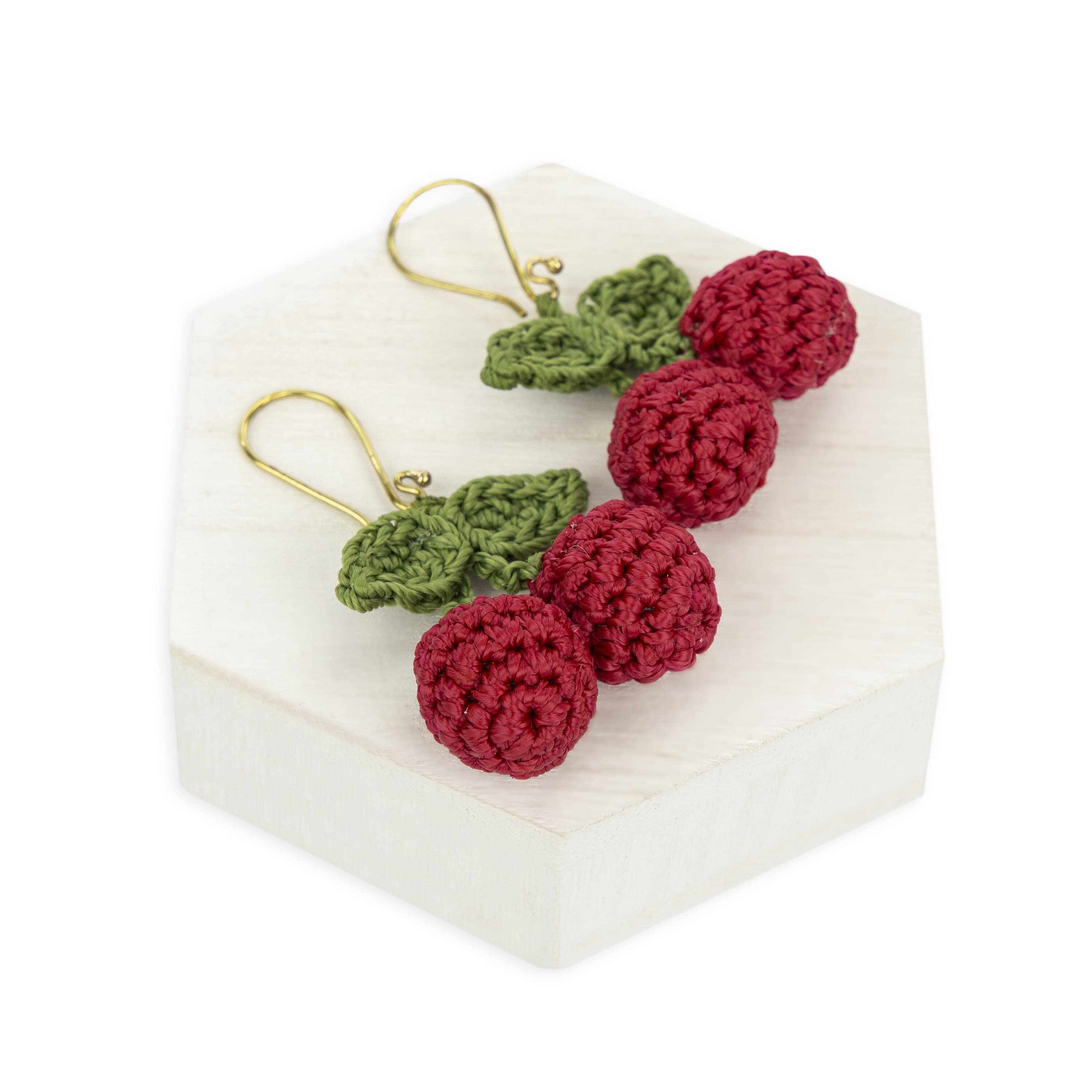 The Sak Cyrus Charm Earrings - Hand Crochet - Cherry