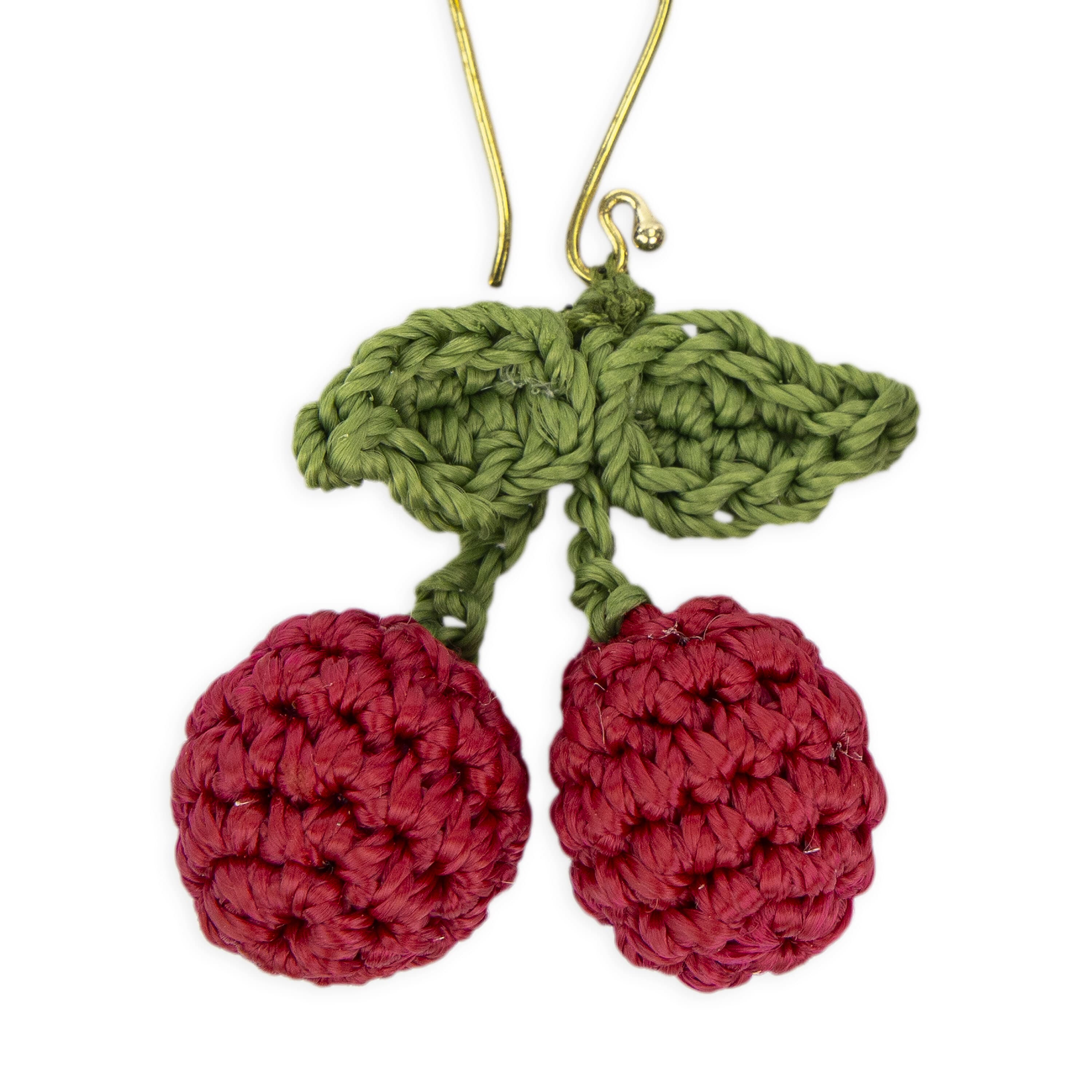 The Sak Cyrus Charm Earrings - Hand Crochet - Cherry