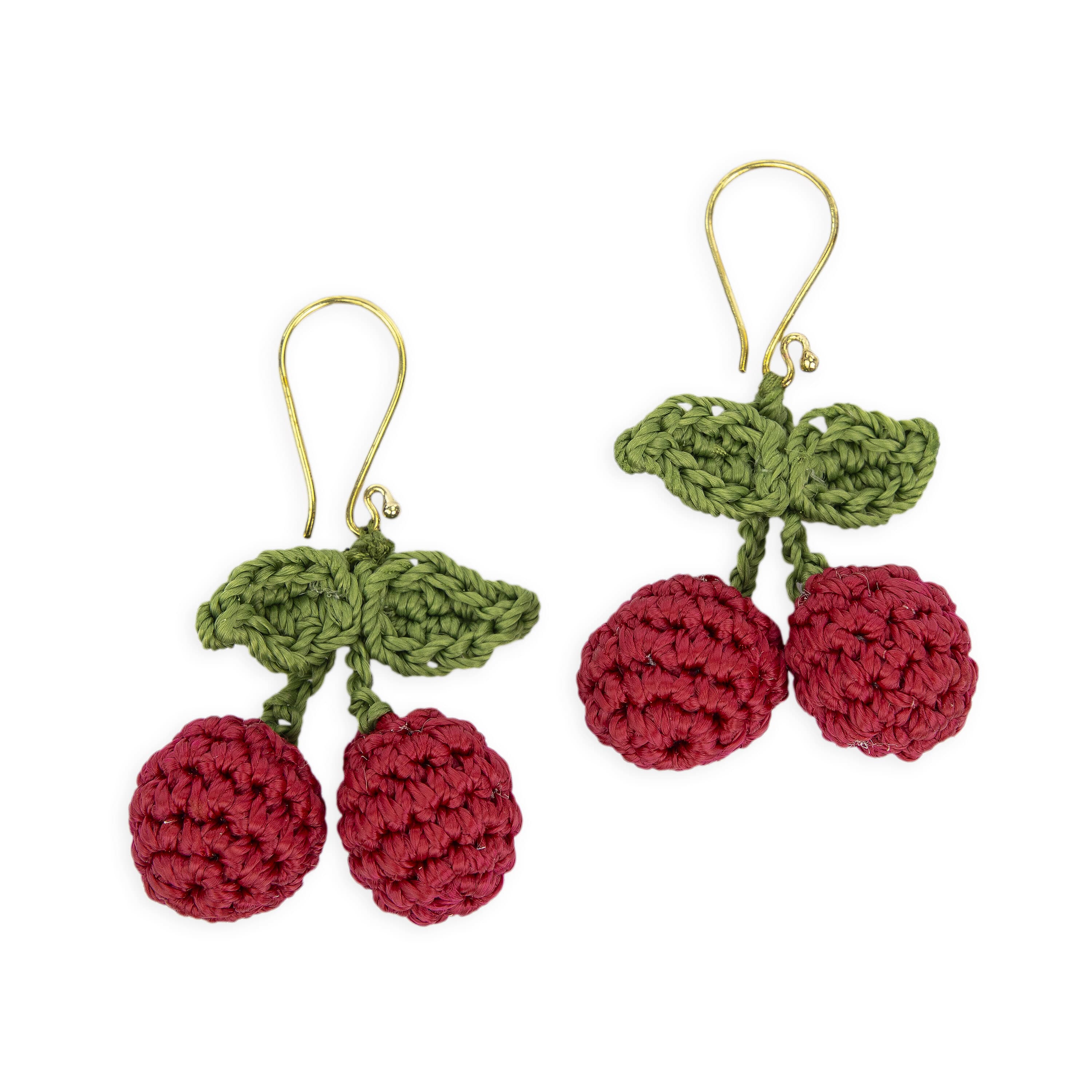 The Sak Cyrus Charm Earrings - Hand Crochet - Cherry