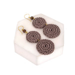The Sak Jasper Double Disc Earrings - Hand Crochet - Mushroom
