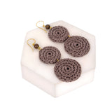 The Sak Jasper Double Disc Earrings - Hand Crochet - Mushroom
