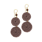 The Sak Jasper Double Disc Earrings - Hand Crochet - Mushroom