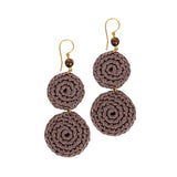 The Sak Jasper Double Disc Earrings - Hand Crochet - Mushroom