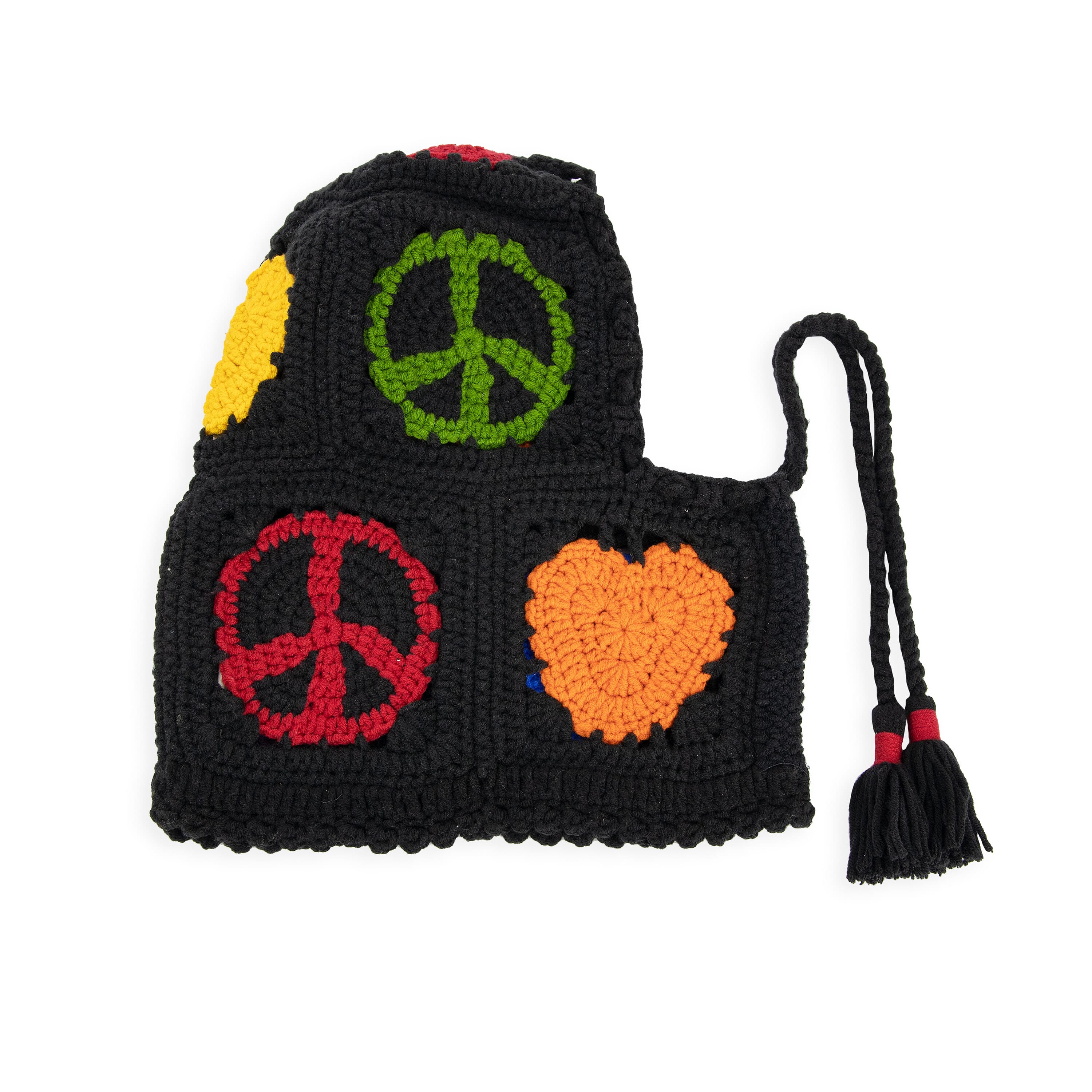 The Sak Haven Balaclava Gloves Set - Hand Crochet - Black Peace And Love