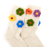 The Sak Haven Trouser Socks - Cotton - Ecru Flowers