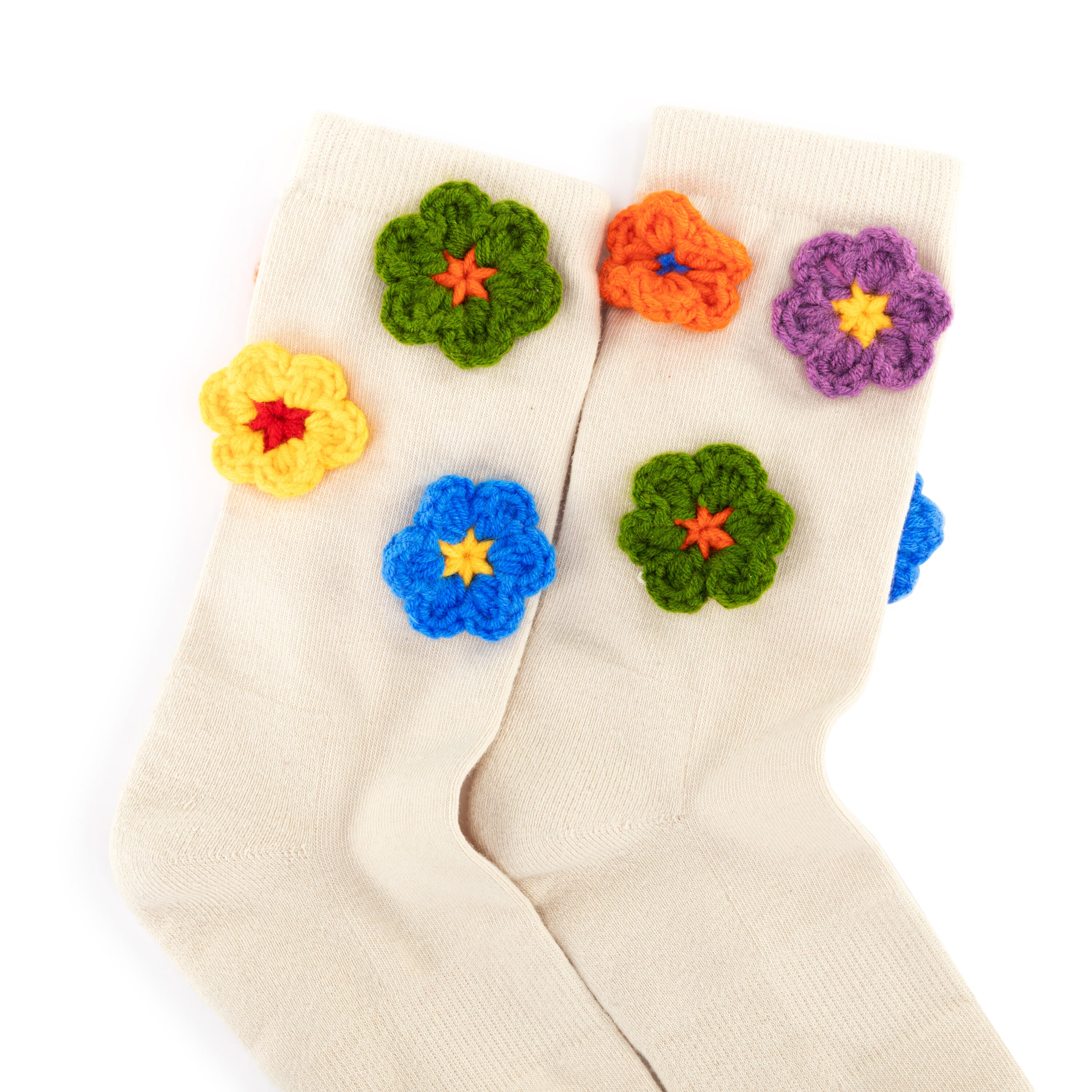 The Sak Haven Trouser Socks - Cotton - Ecru Flowers