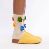 The Sak Haven Trouser Socks - Cotton - Ecru Flowers