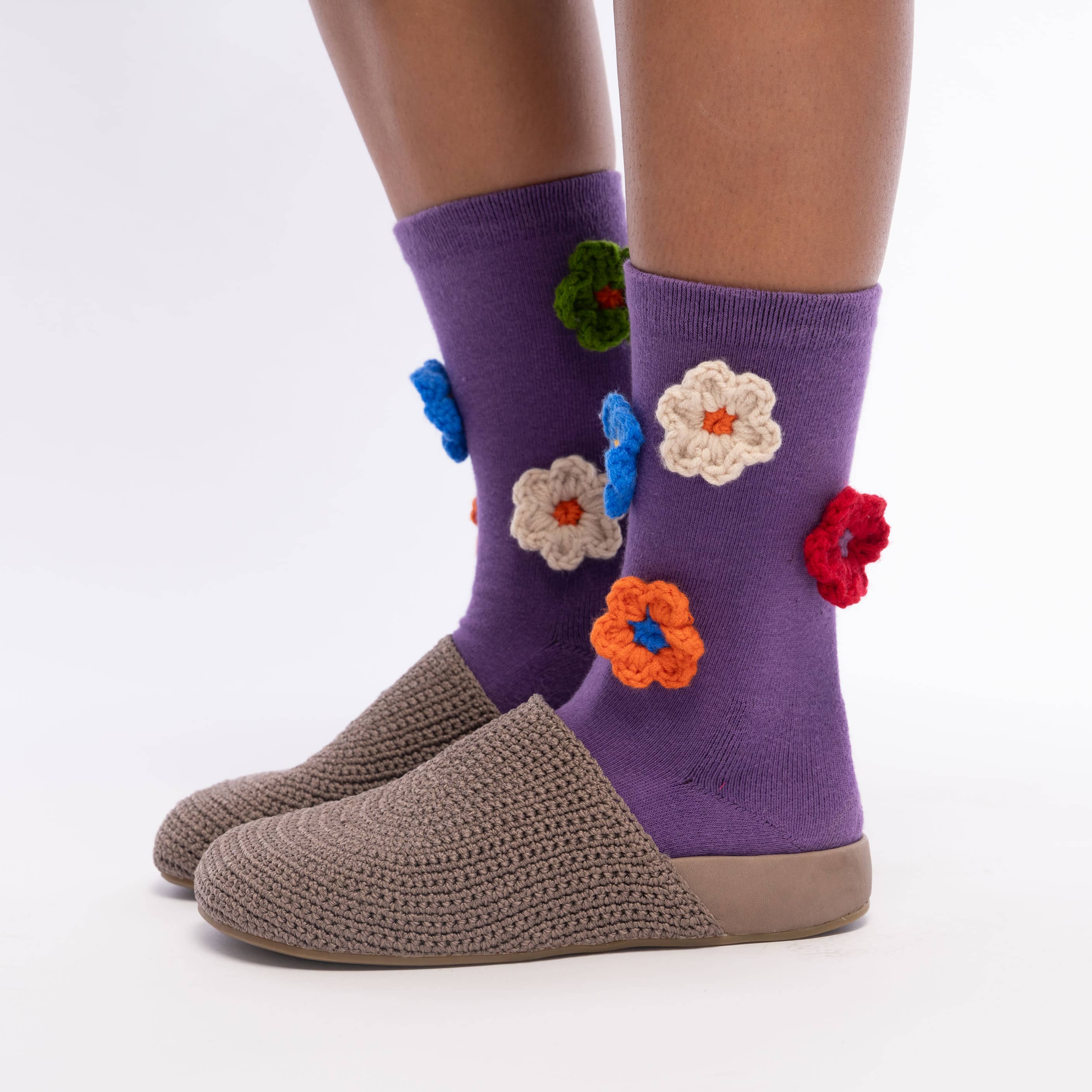 The Sak Haven Trouser Socks - Cotton - Heather Flowers