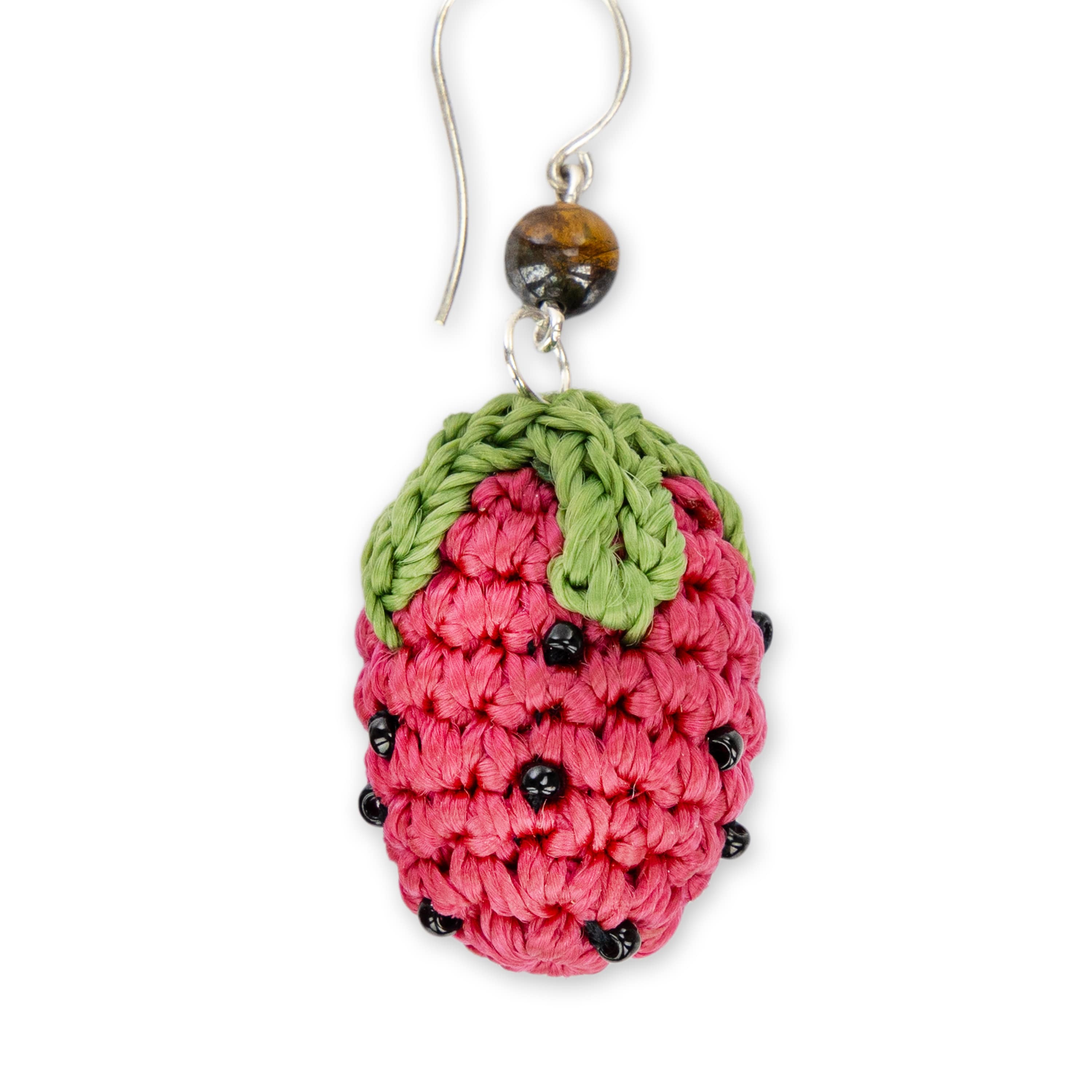 The Sak Cyrus Charm Earrings - Hand Crochet - Strawberry