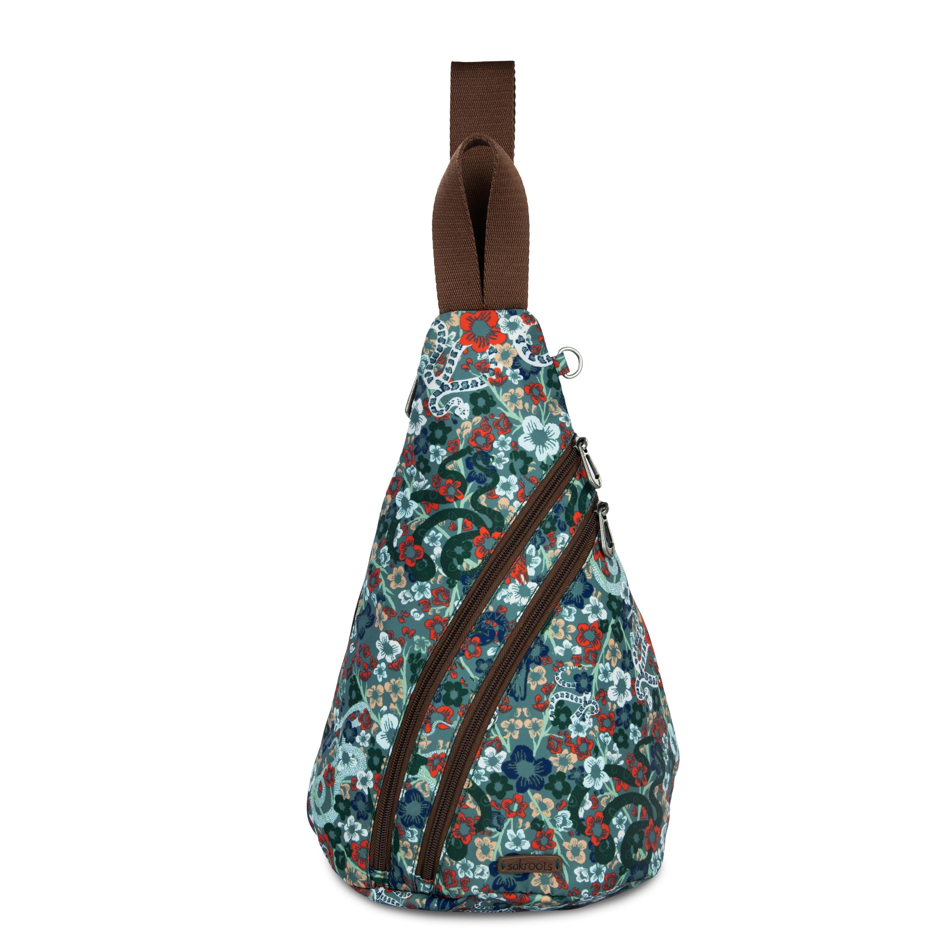 On The Go Sling Backpack Bag in Emerald Mojave Garden 