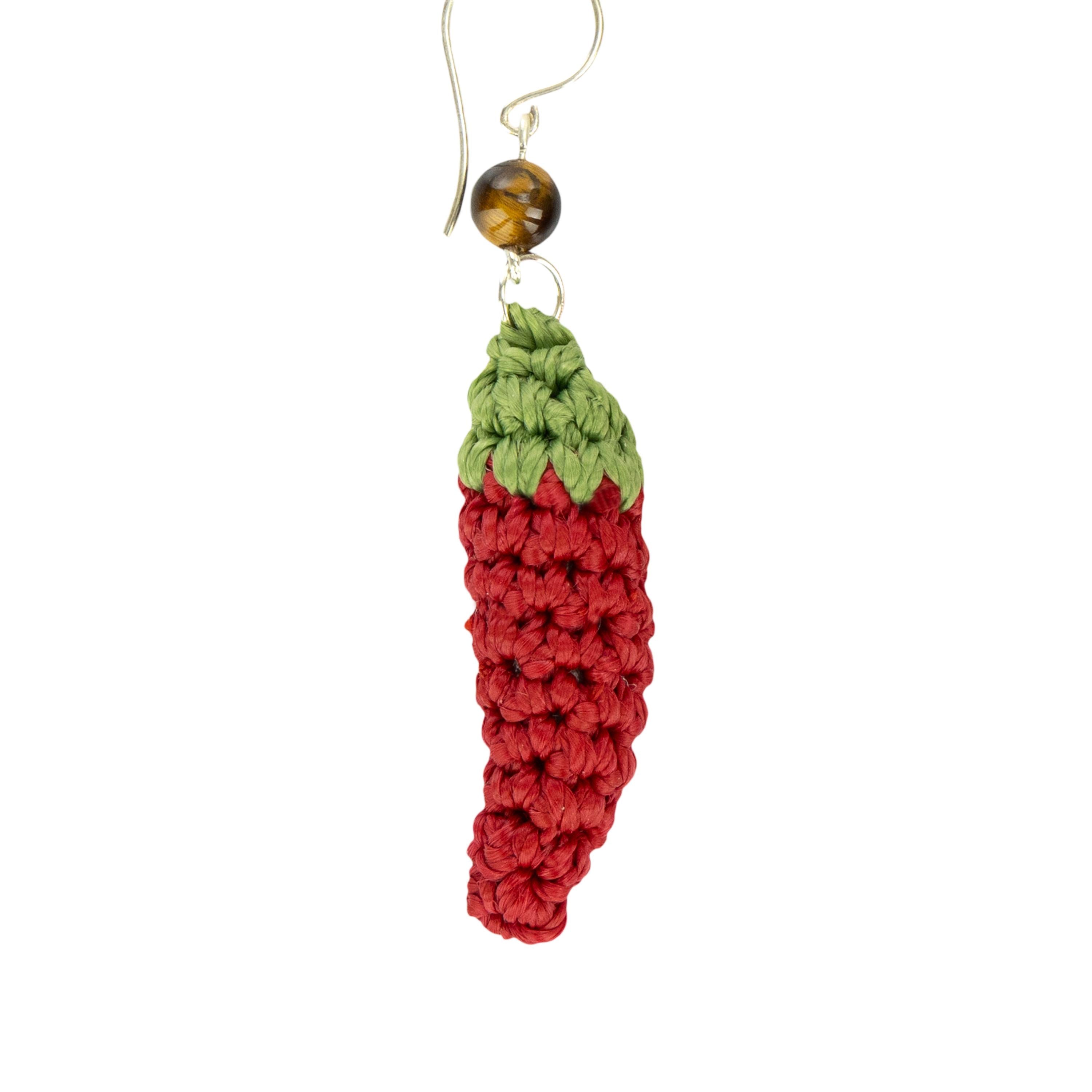 The Sak Cyrus Charm Earrings - Hand Crochet - Chili Peppers