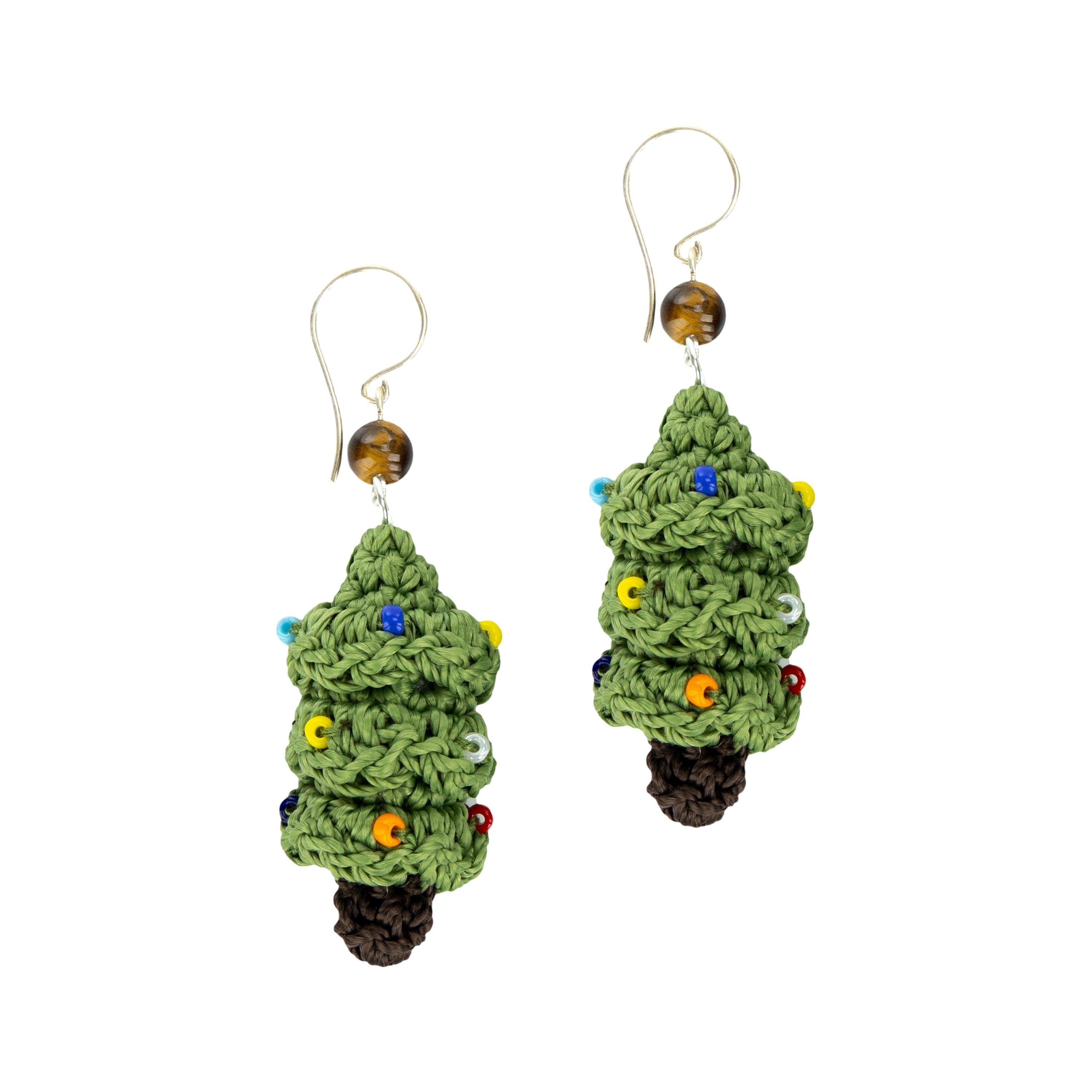 The Sak Cyrus Charm Earrings - Hand Crochet - Christmas Tree