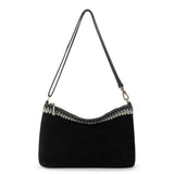 The Sak Lumi Crossbody - Leather - Black Suede Blanket Stitch