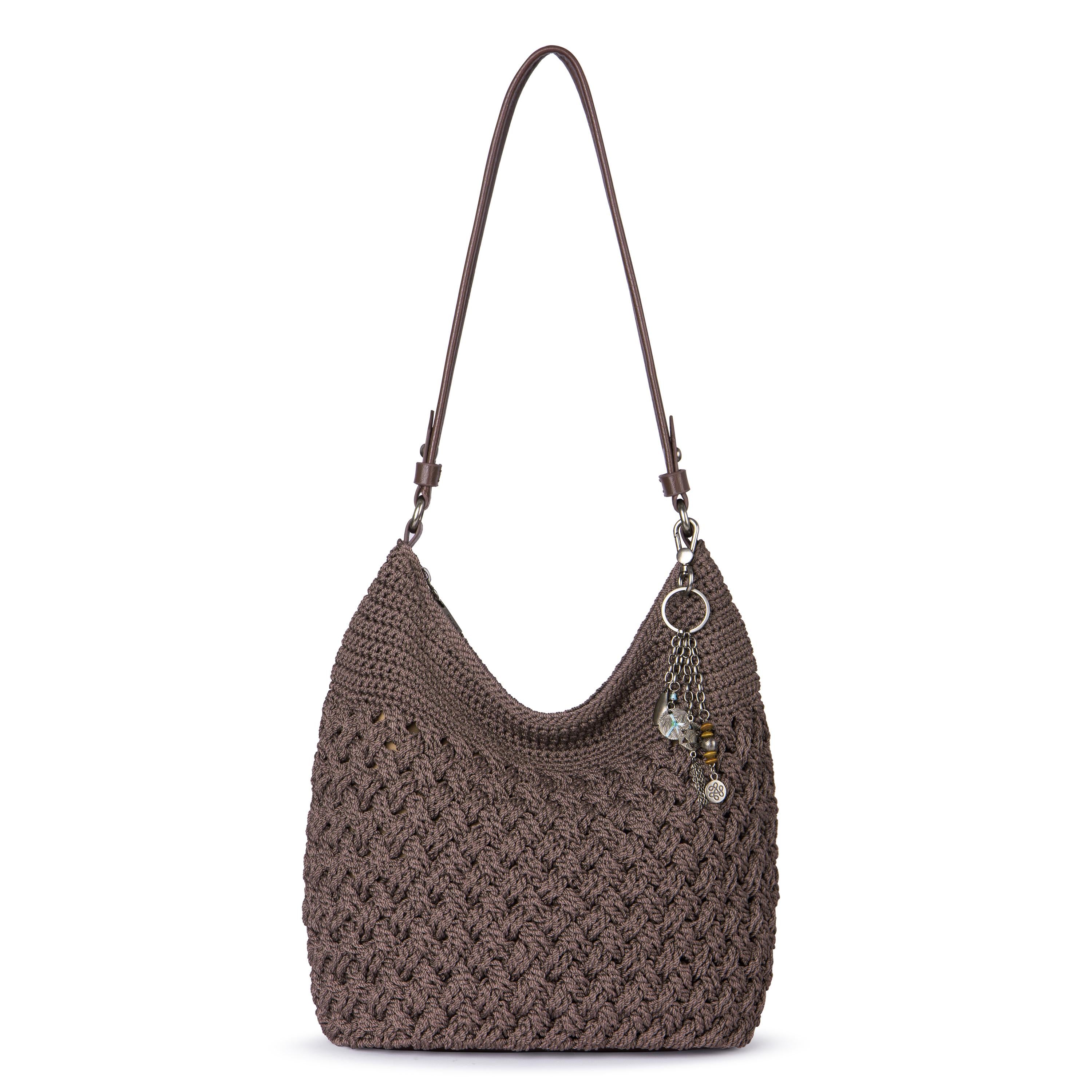 Brown The Sak Handbags Crochet Sequoia Hobo Roomy Soft Leather