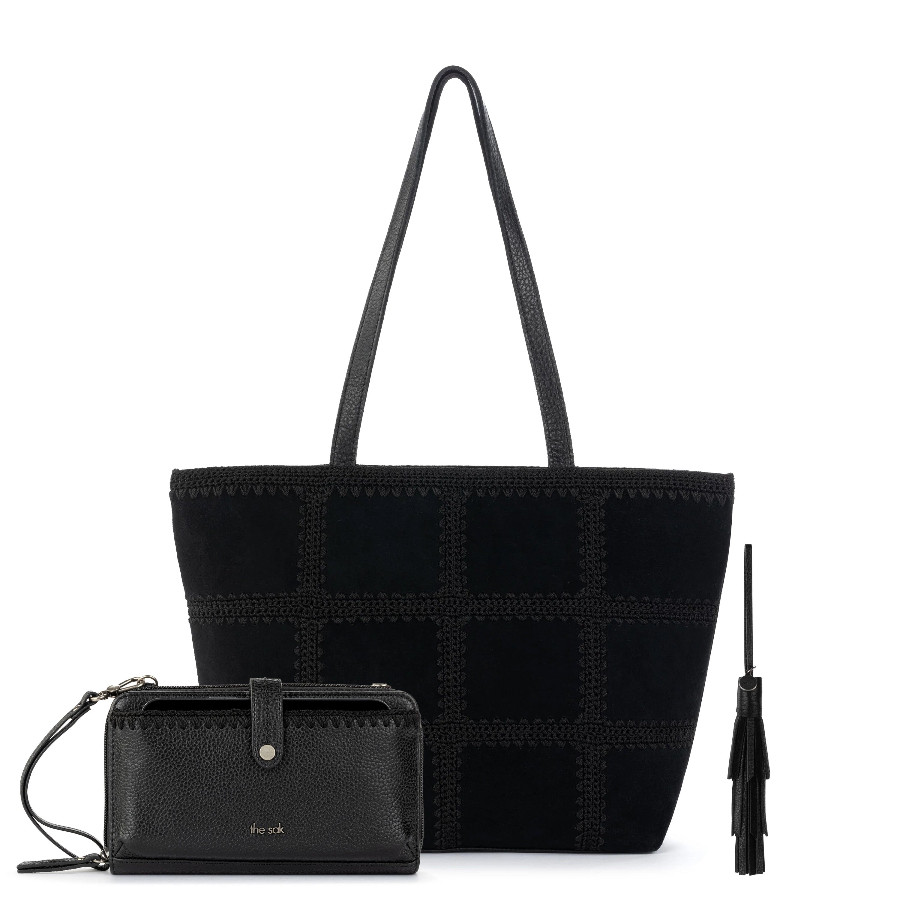 The Sak Metro Tote 3 Piece Set - Leather - Black