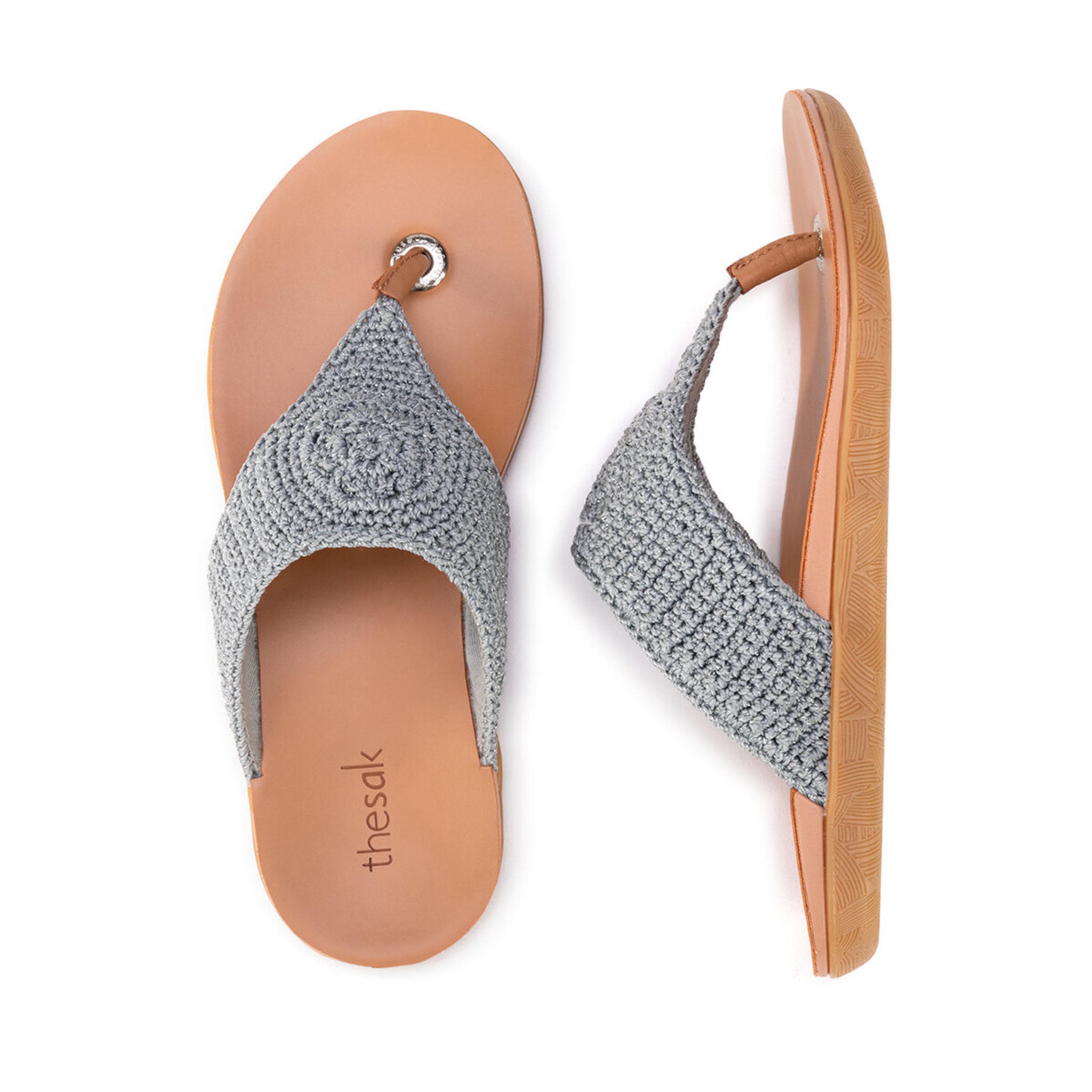 The Sak Shana Sandal - Hand Crochet - Dove Sparkle
