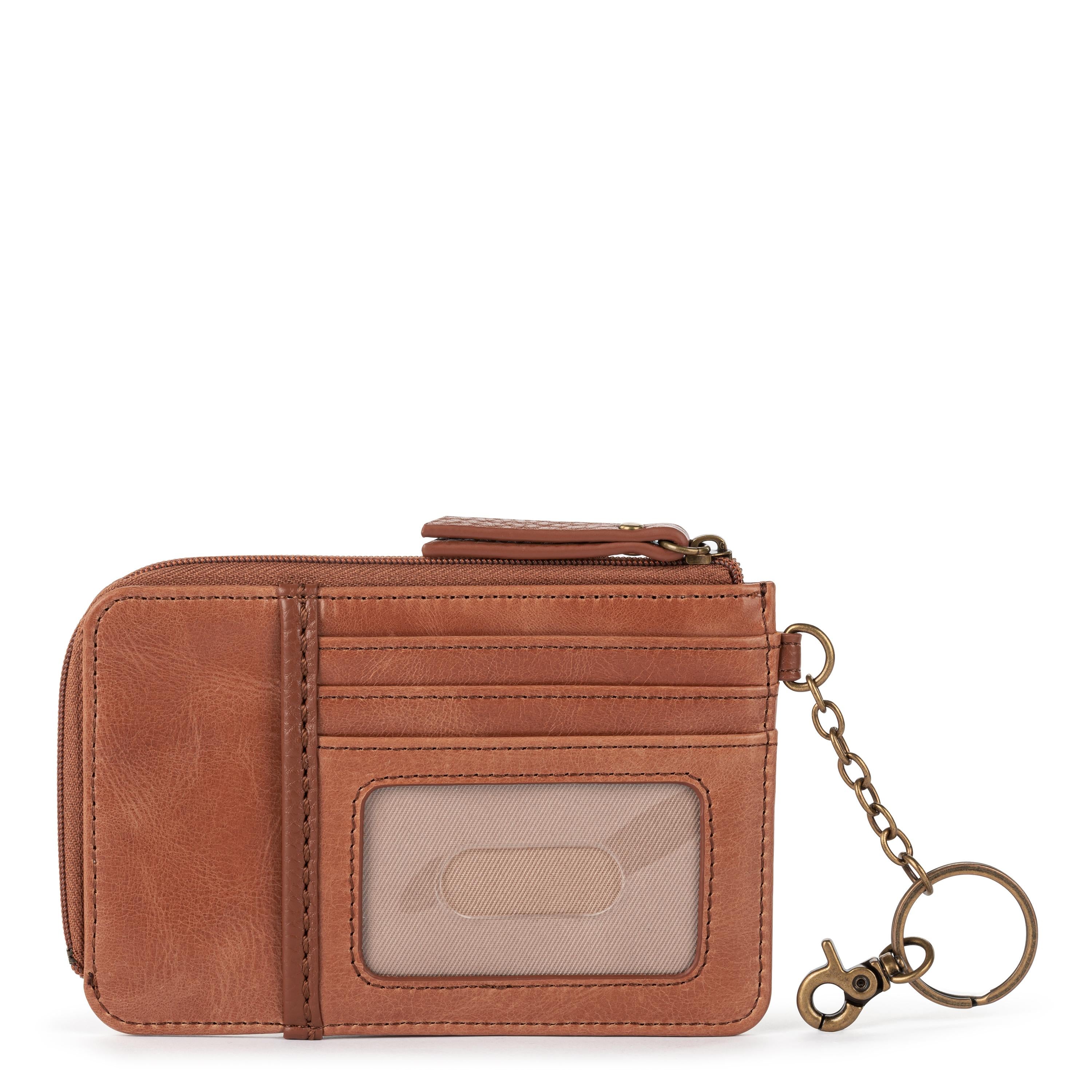 The Sak Iris Card Wallet - Leather - Tobacco Floral Embossed