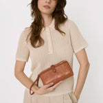 The Sak Iris Smartphone Wallet - Leather - Tobacco Floral Embossed
