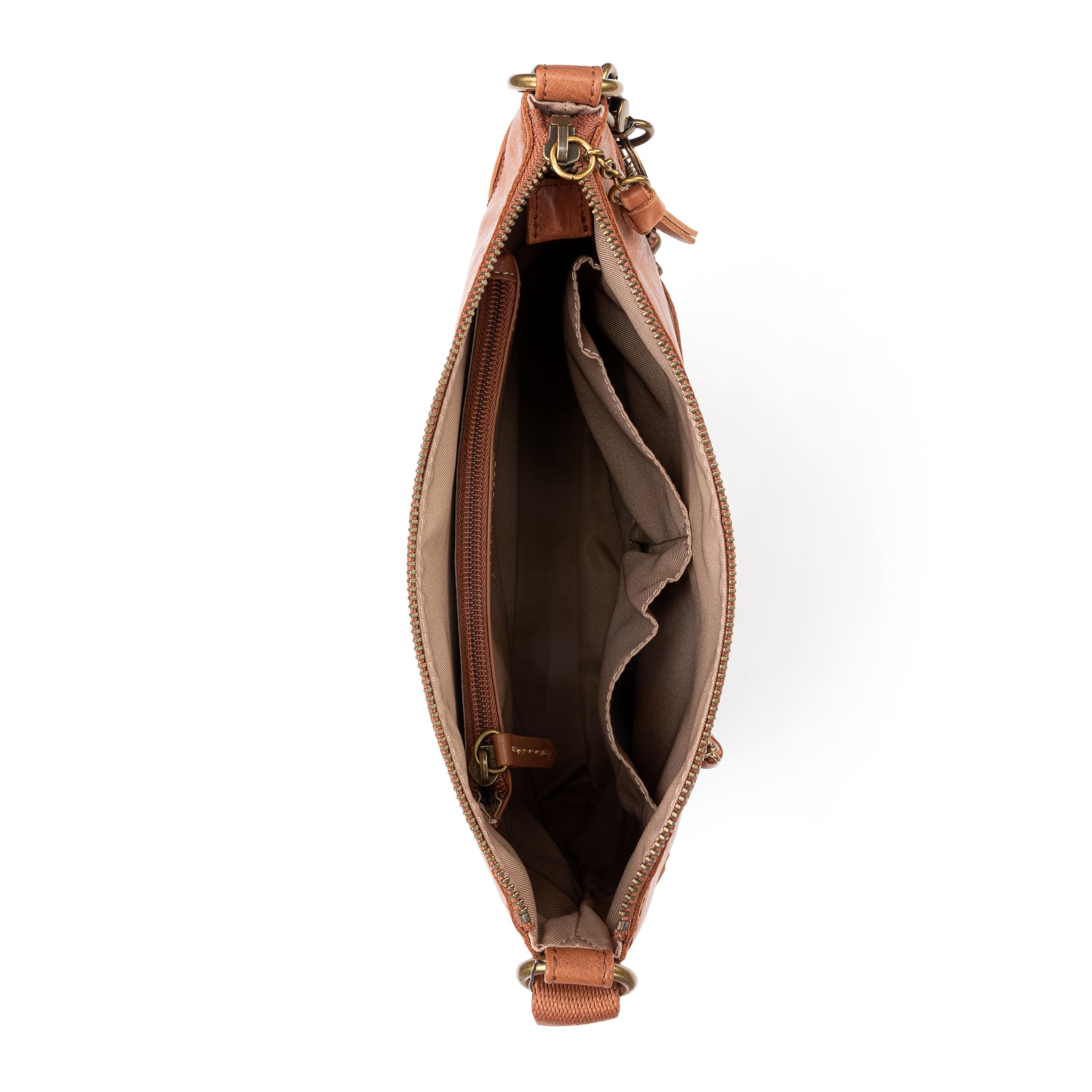 The Sak Lucia Crossbody - Leather - Tobacco Floral Embossed