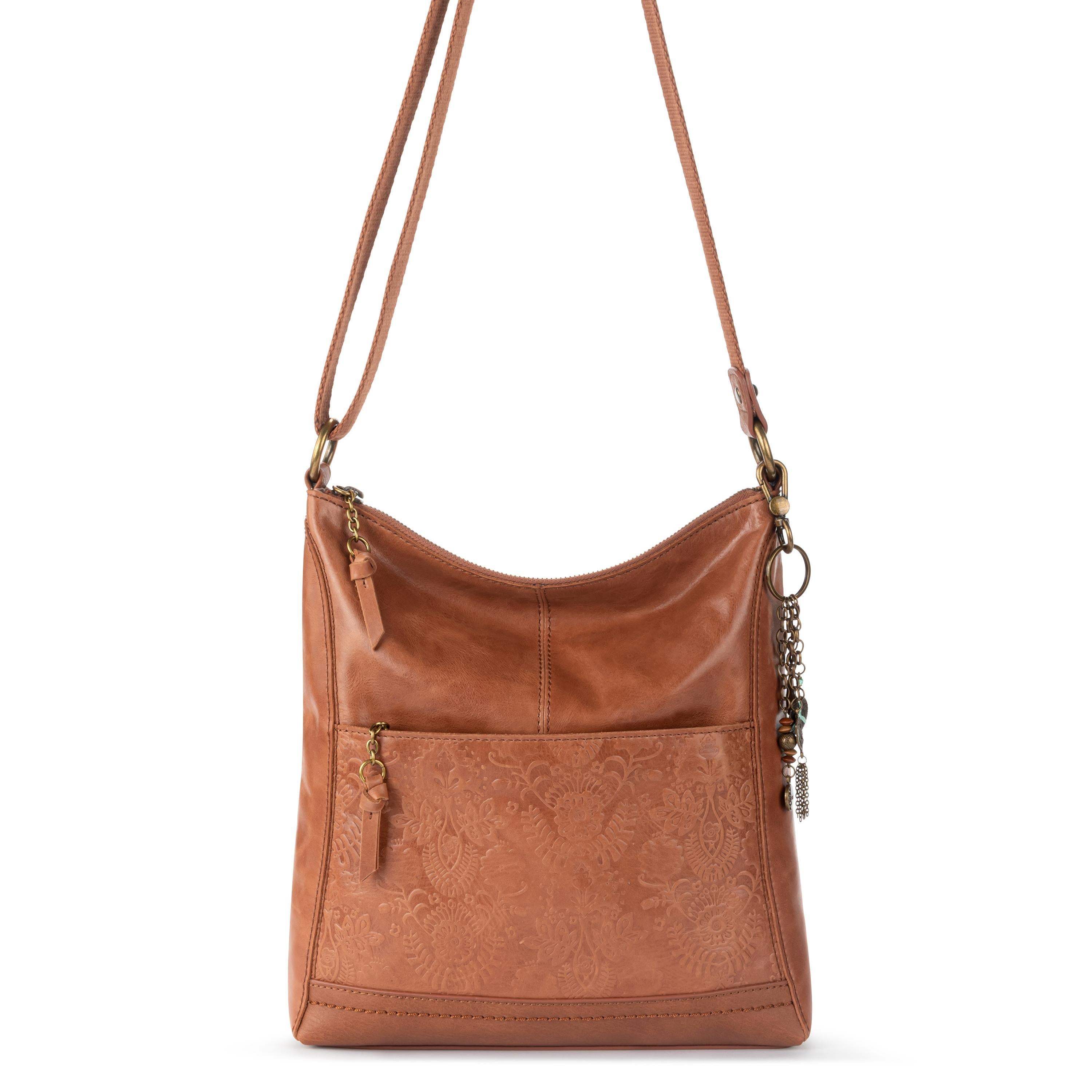 The Sak Lucia Crossbody - Leather - Tobacco Floral Embossed