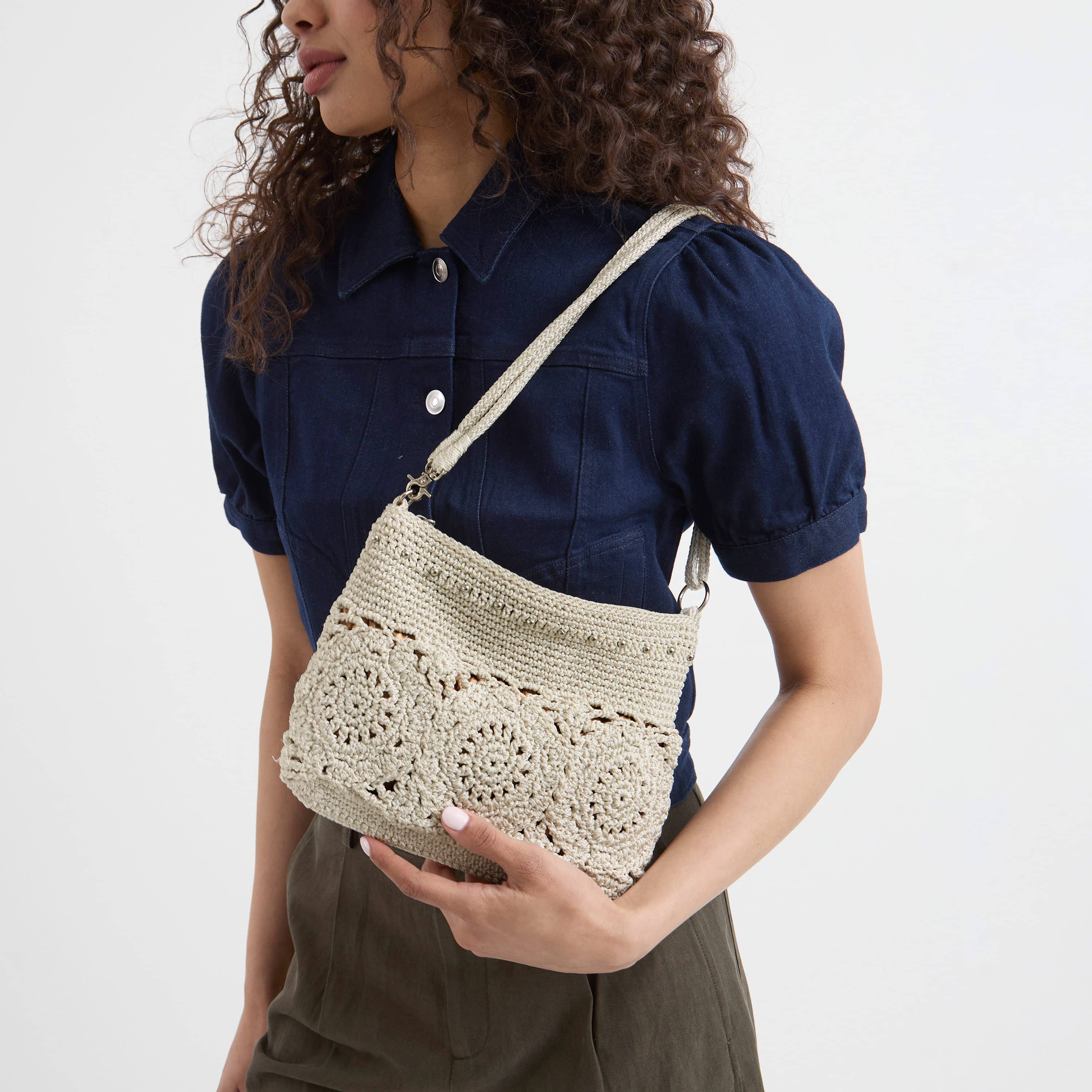 Lumi Crossbody Bag in Natural Medallion Crochet – The Sak