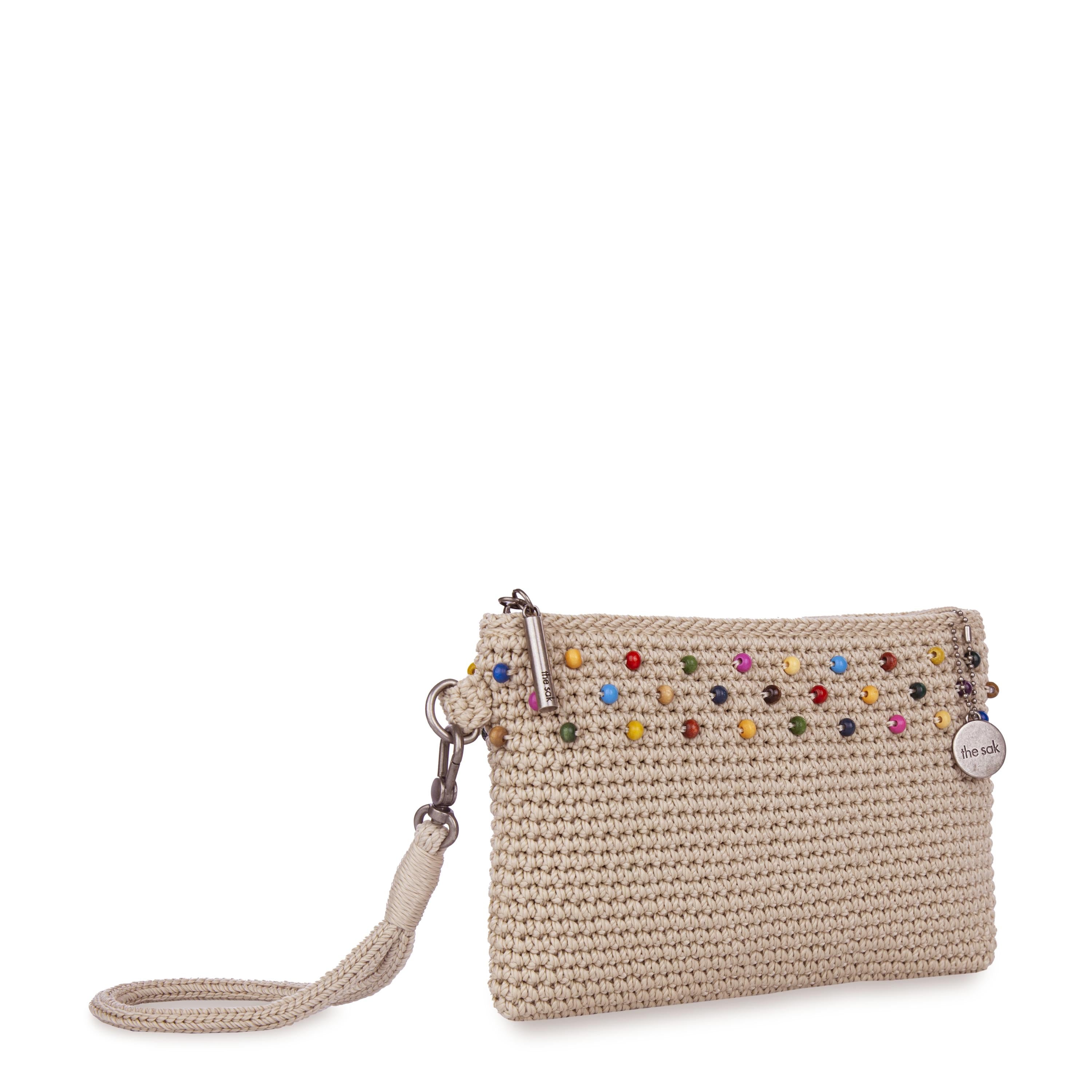 The Sak Vita Wristlet - Hand Crochet - Ecru Multi Beads