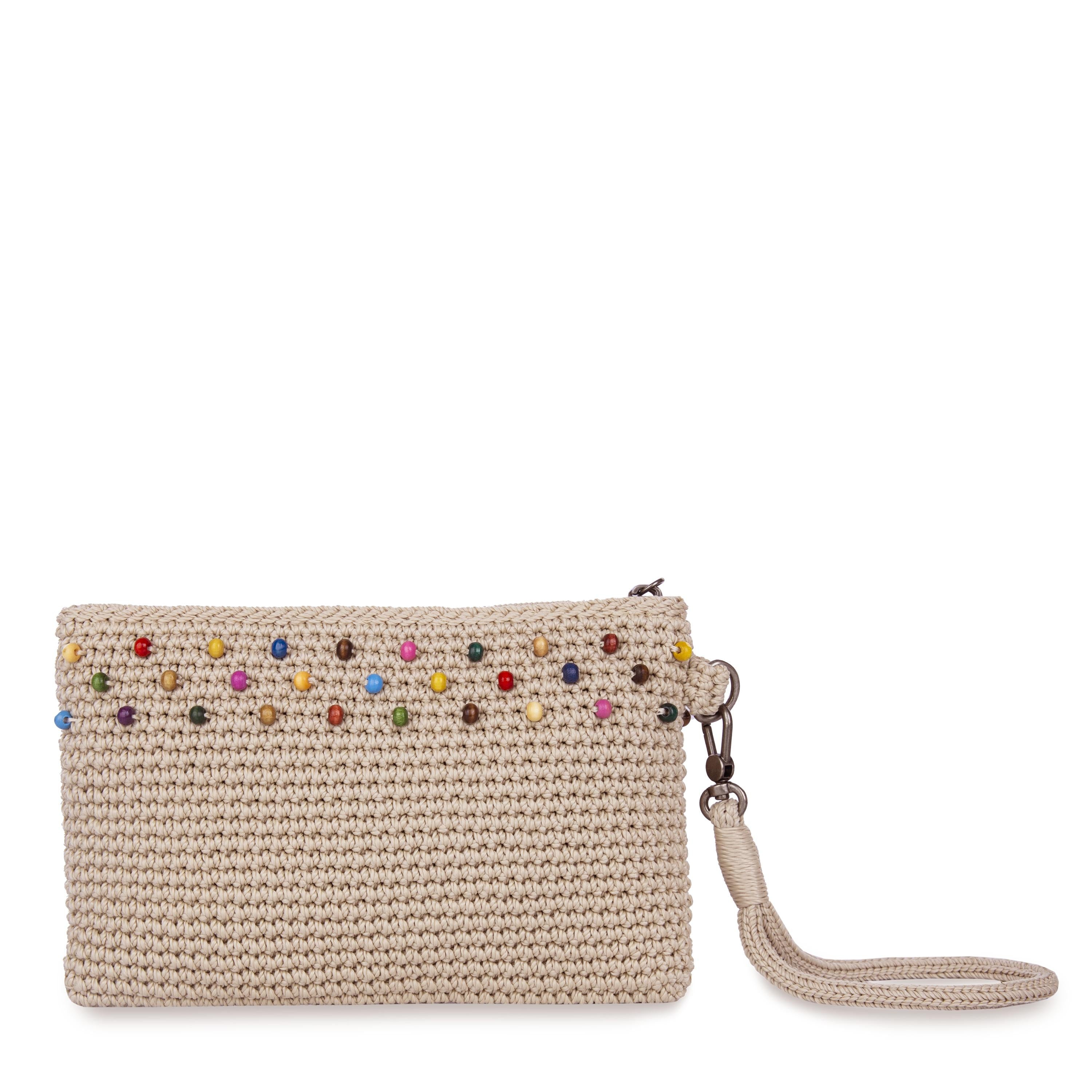The Sak Vita Wristlet - Hand Crochet - Ecru Multi Beads