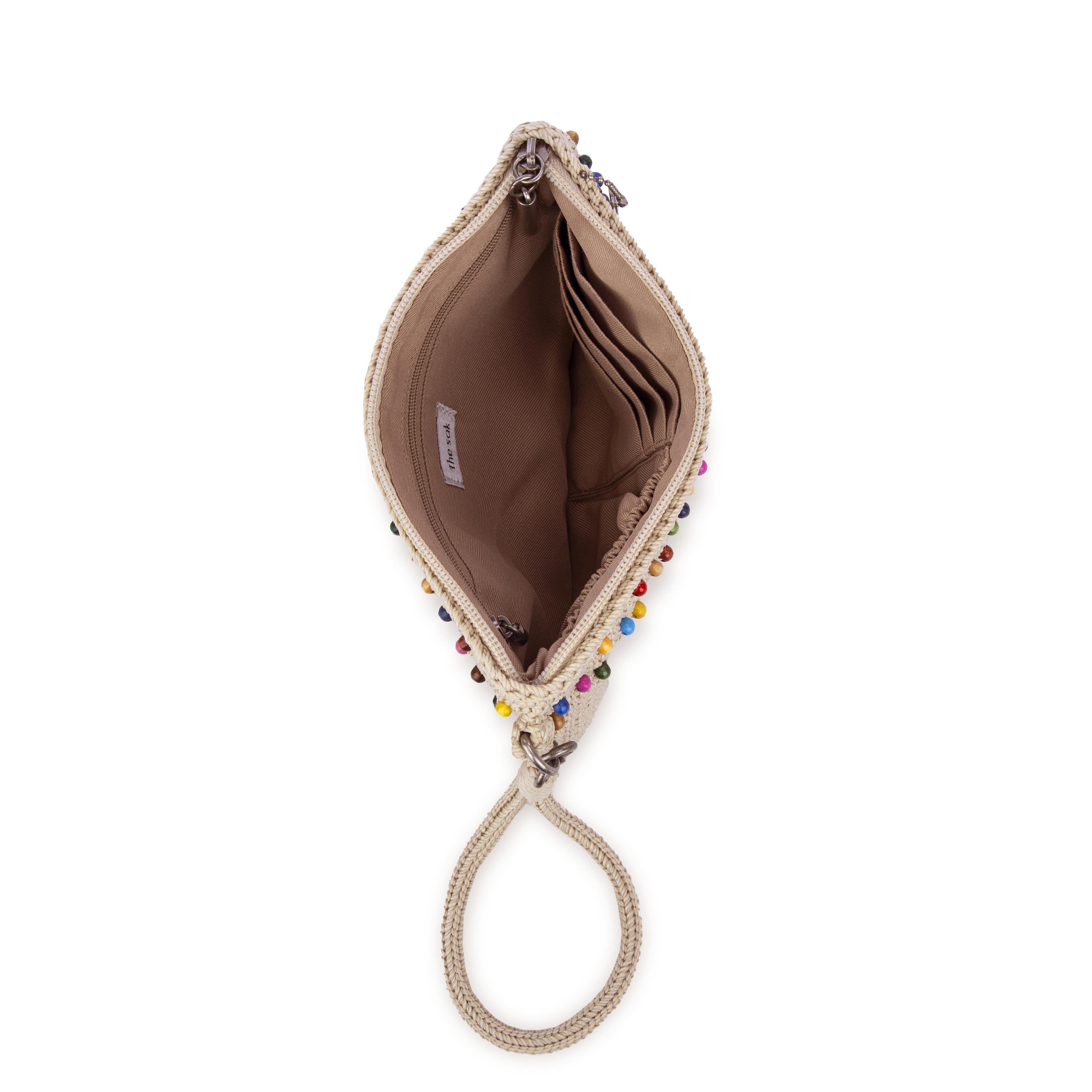 The Sak Vita Wristlet - Hand Crochet - Ecru Multi Beads