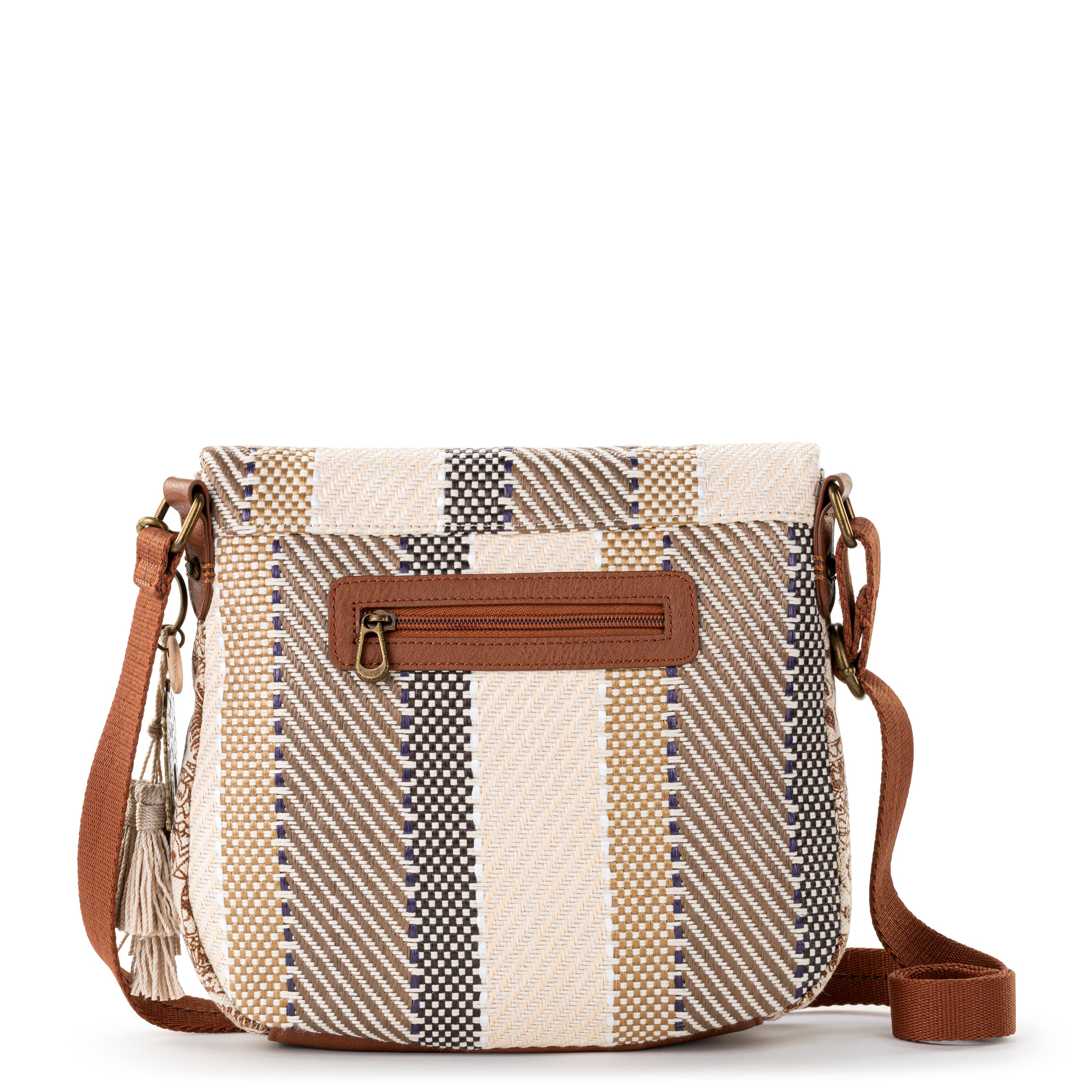 Sakroots Foldover Crossbody - Straw - Tobacco Batik World Woven