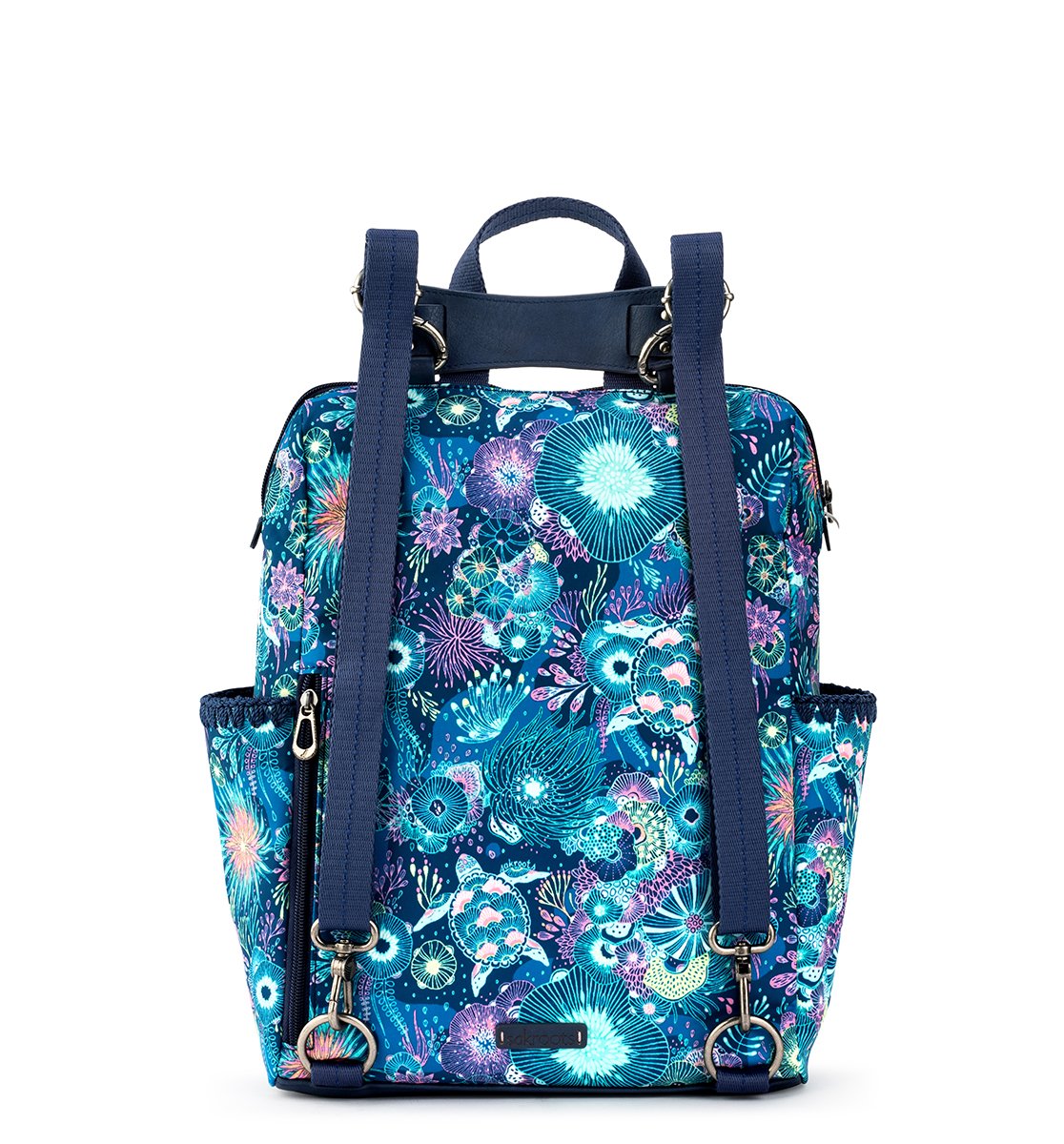 Canvas laptop backpack 15.6 inch vegan square flap bag DNA molecule
