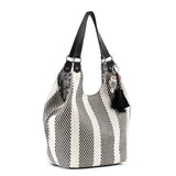 Sakroots Roma Shopper - Straw - Black and White Soulful Desert Woven