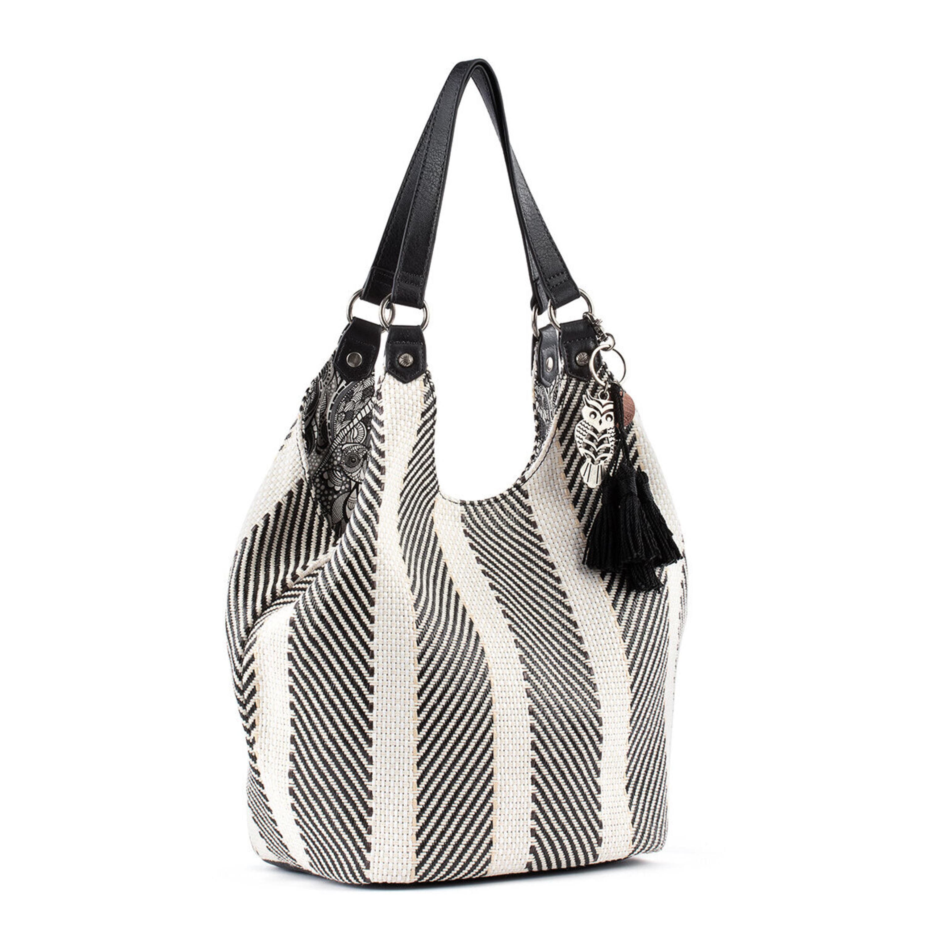 Sakroots Roma Shopper - Straw - Black and White Soulful Desert Woven