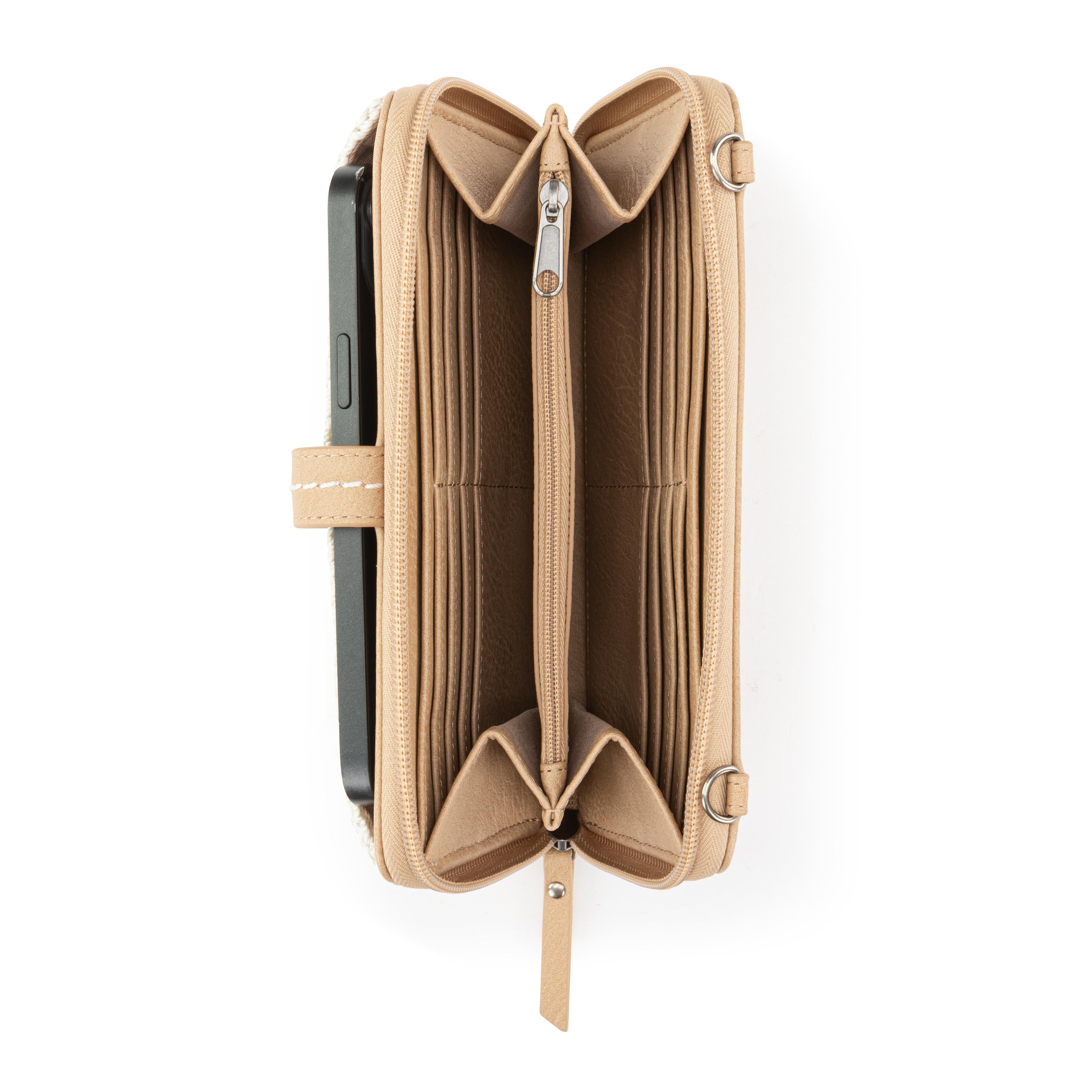 The Sak Iris Smartphone Wallet - Hand Crochet - Natural Medallion