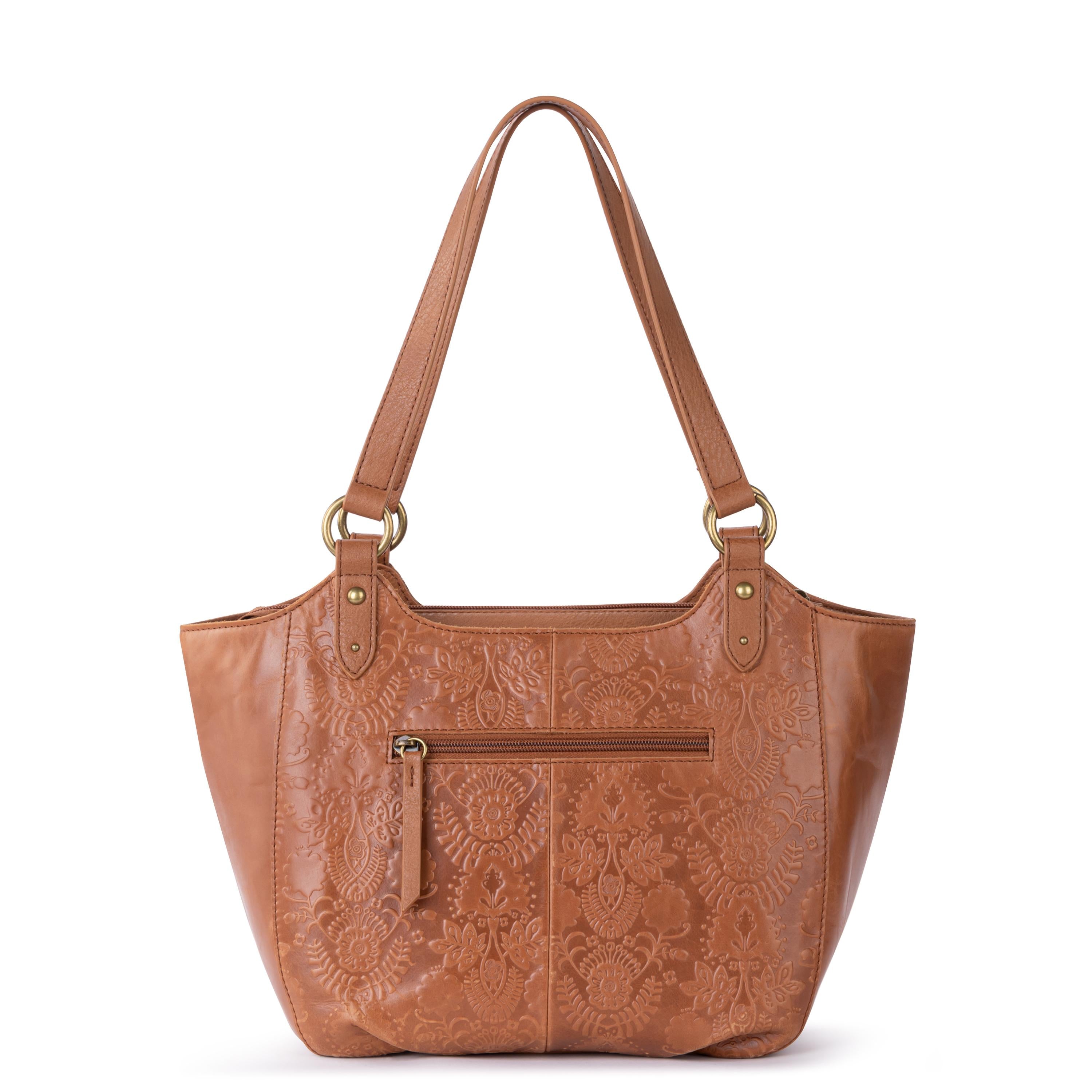 The Sak Bolinas Satchel - Leather - Tobacco Floral Embossed