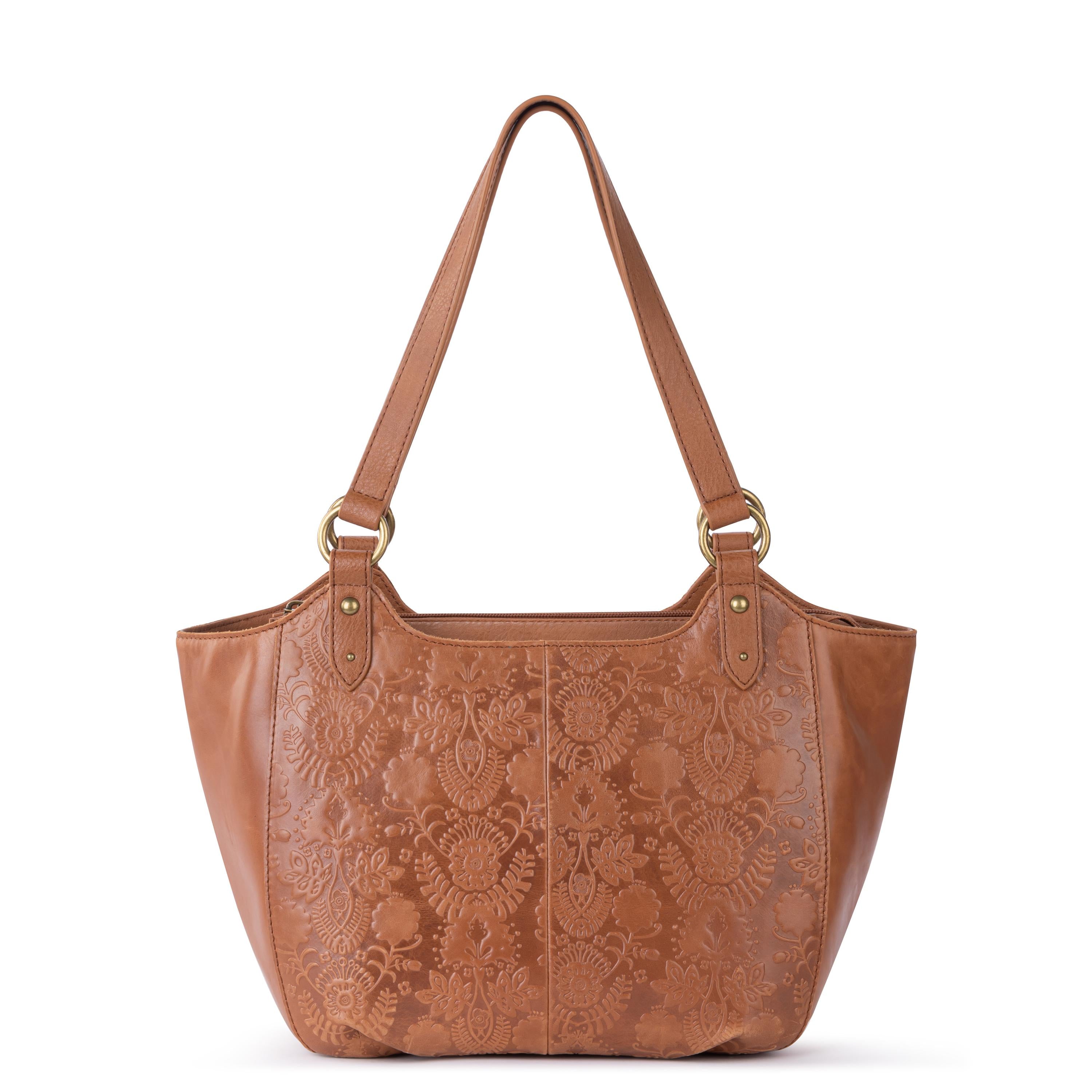 The Sak Bolinas Satchel - Leather - Tobacco Floral Embossed