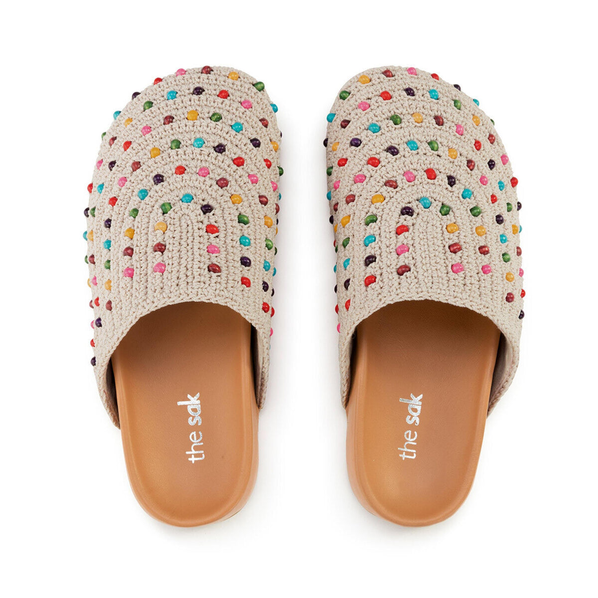 Bolinas Clog in Ecru Multi Beads Crochet