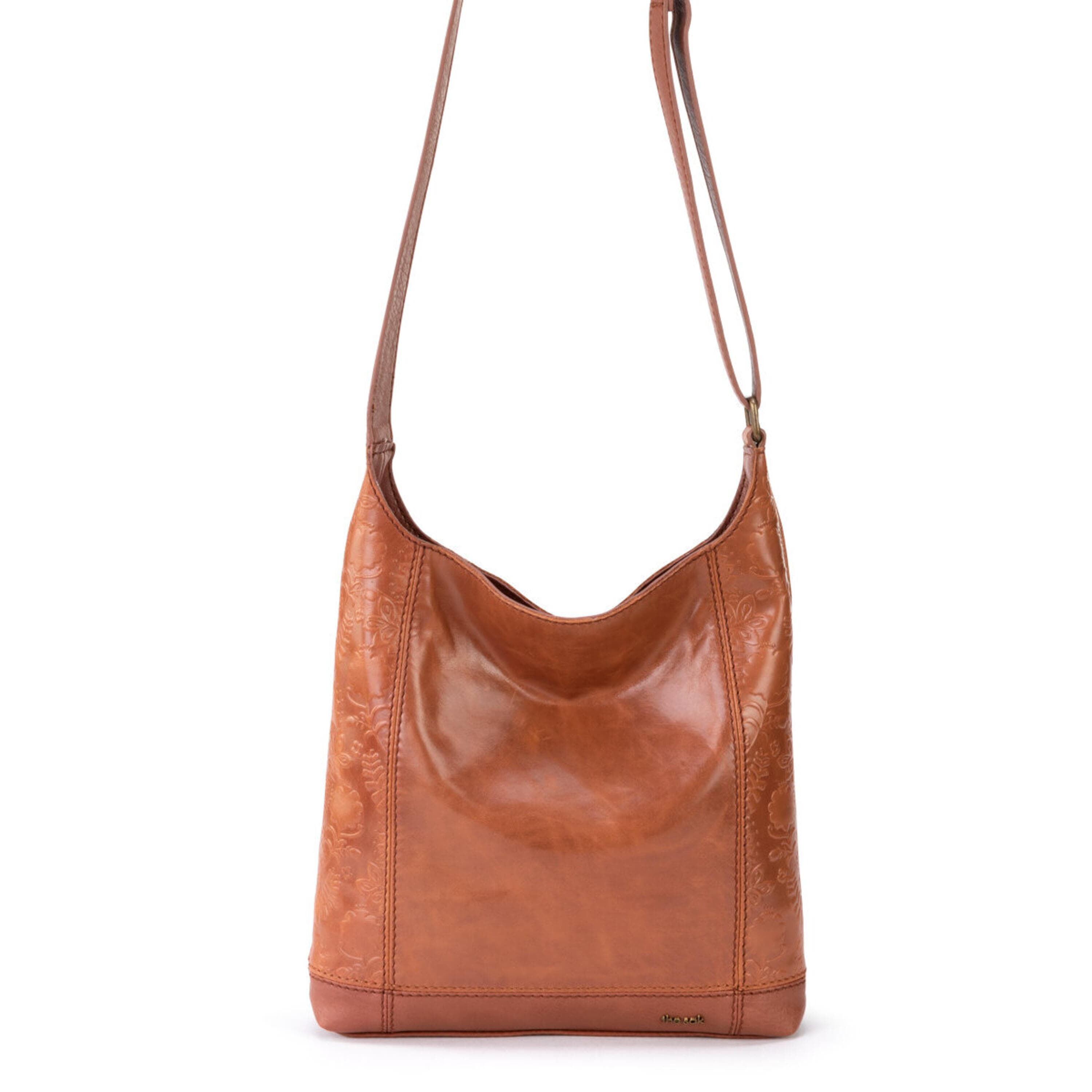 The Sak De Young Crossbody - Leather - Tobacco Floral Embossed