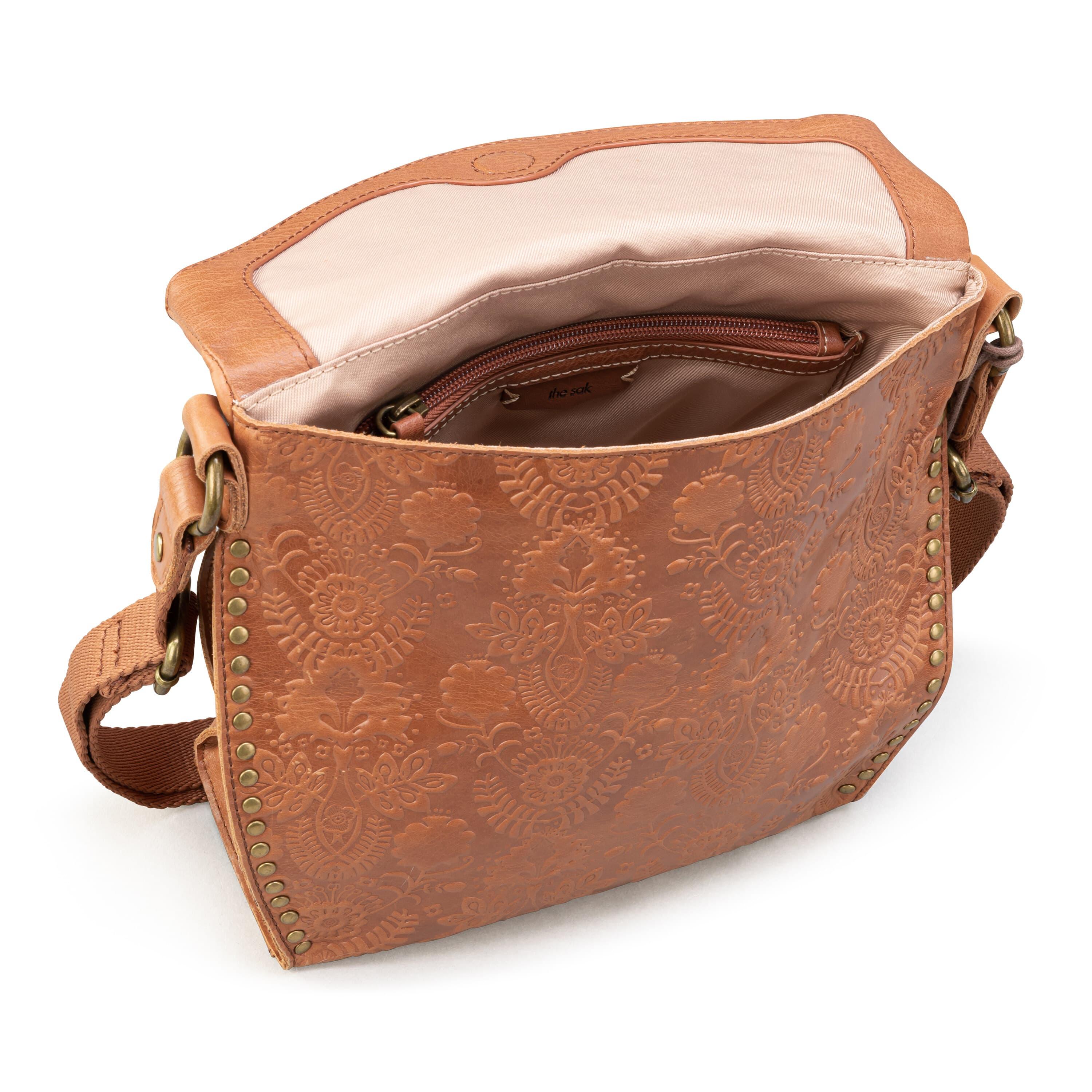 The Sak Silverlake Flap Crossbody - Leather - Tobacco Floral Embossed