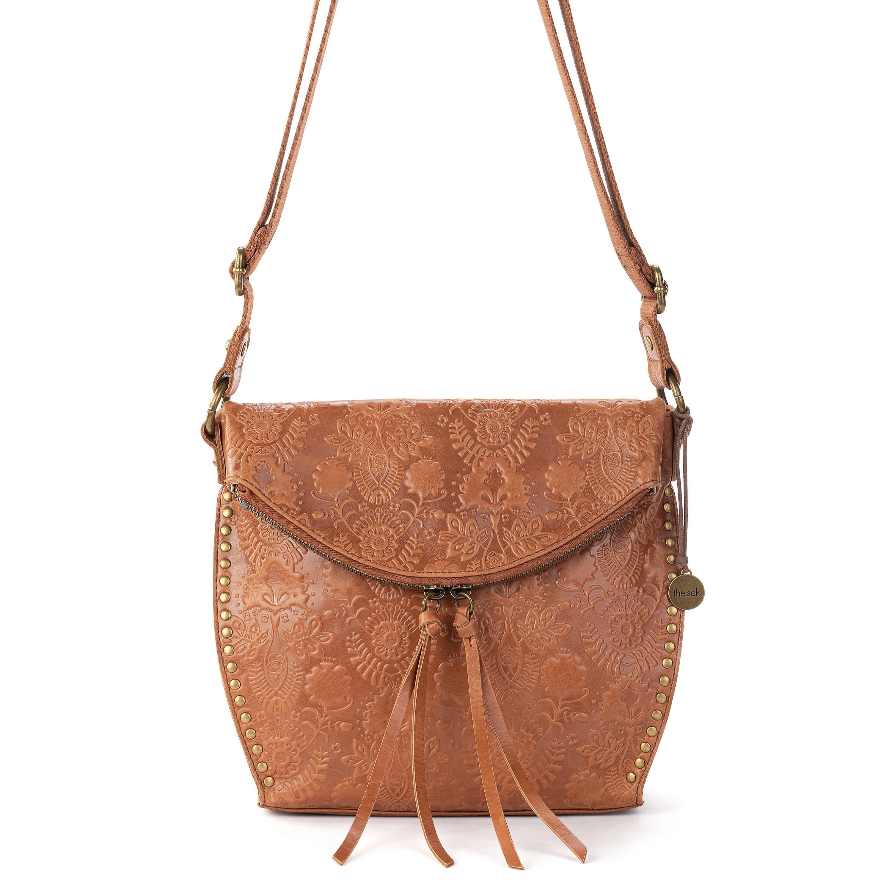 The Sak Silverlake Flap Crossbody - Leather - Tobacco Floral Embossed