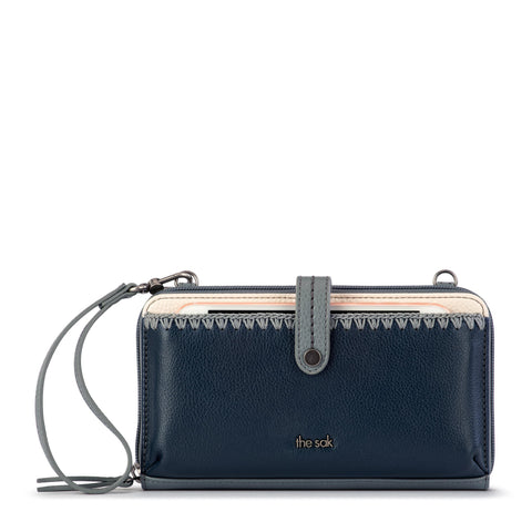 The Sak Iris Smartphone Wallet - Leather - Dusty Blue Block