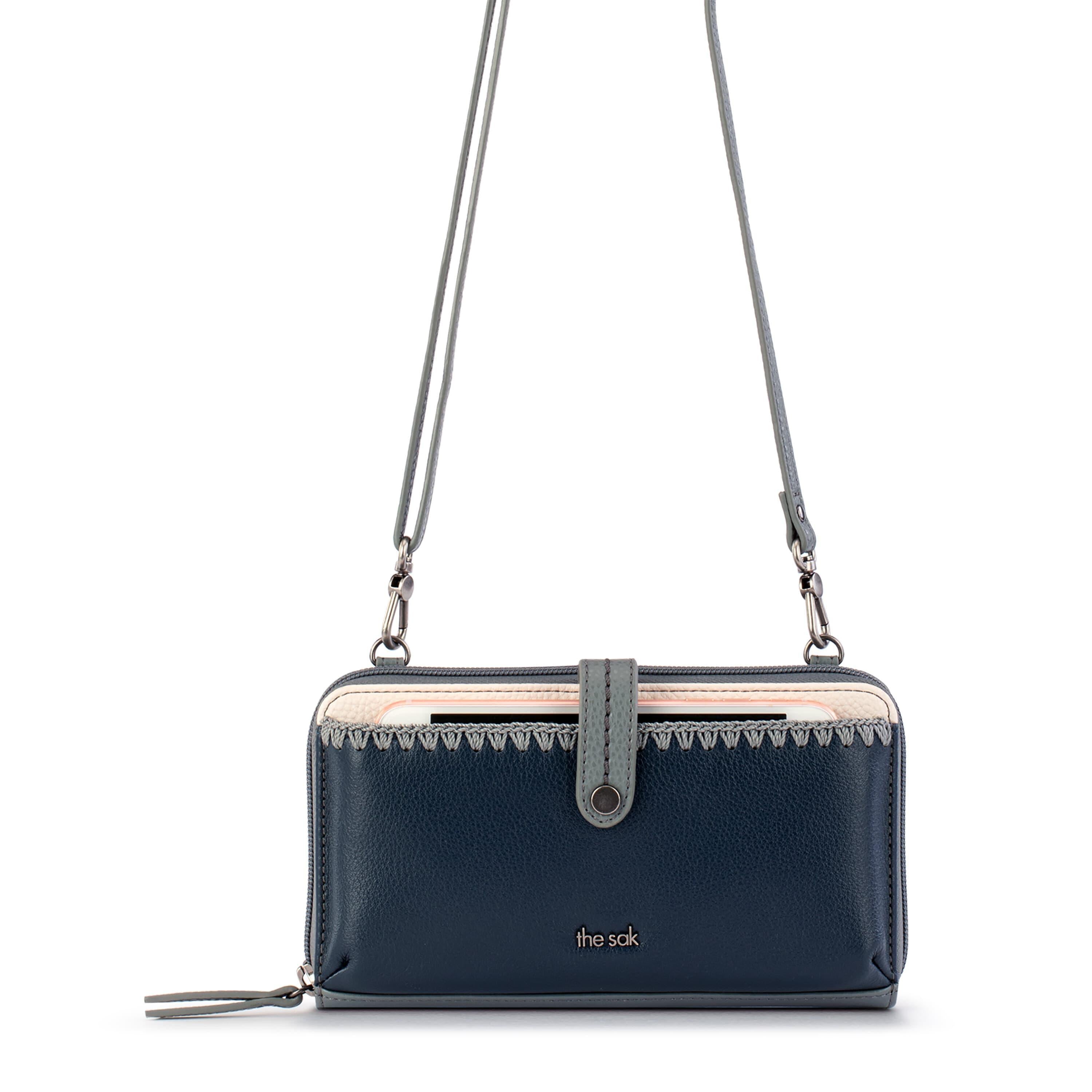 The Sak Iris Smartphone Wallet - Leather - Dusty Blue Block