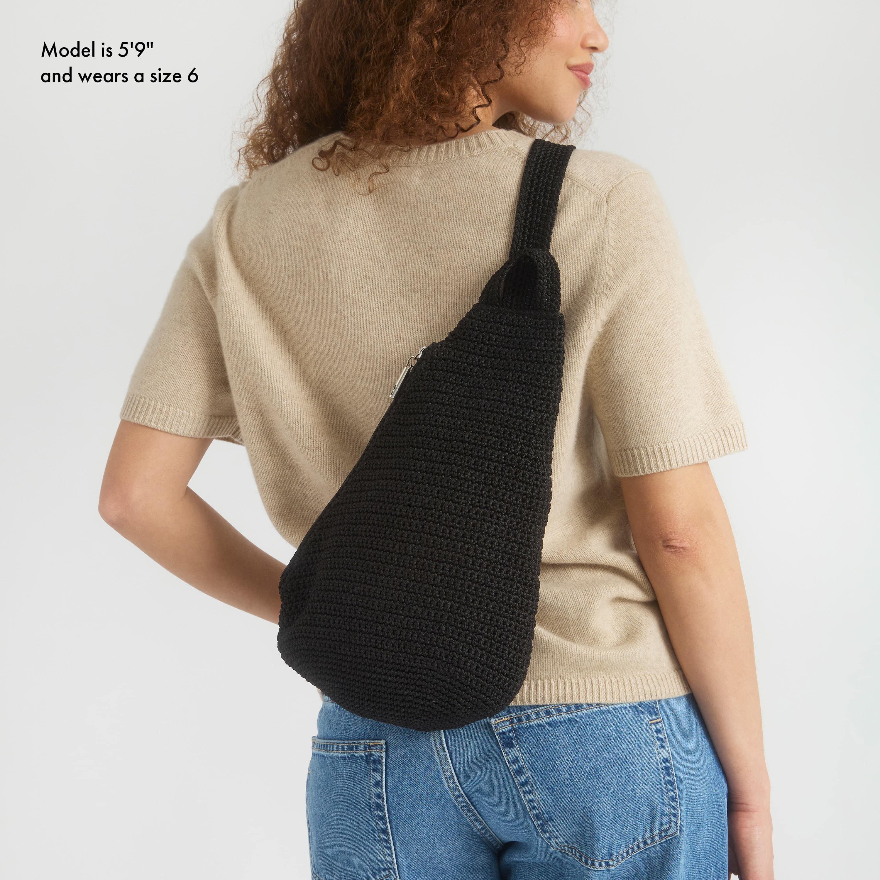 The Sak Geo Sling Backpack - Hand Crochet - Black
