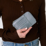 The Sak Iris Card Wallet - Leather - Maritime Wave Embossed