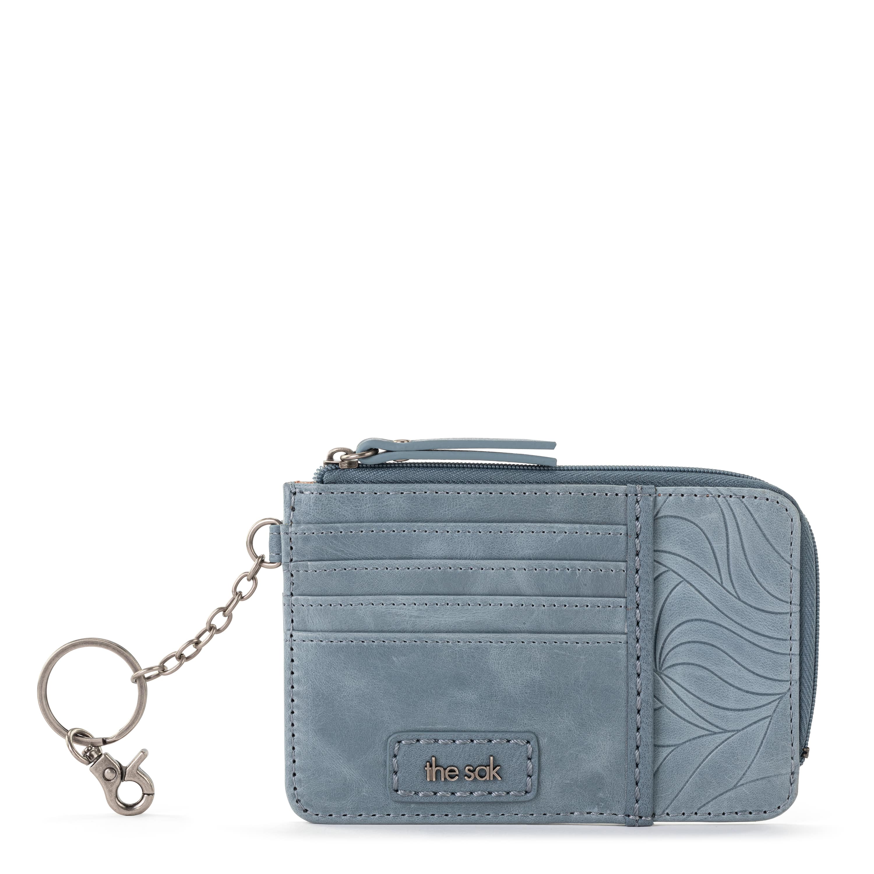 The Sak Iris Card Wallet - Leather - Maritime Wave Embossed