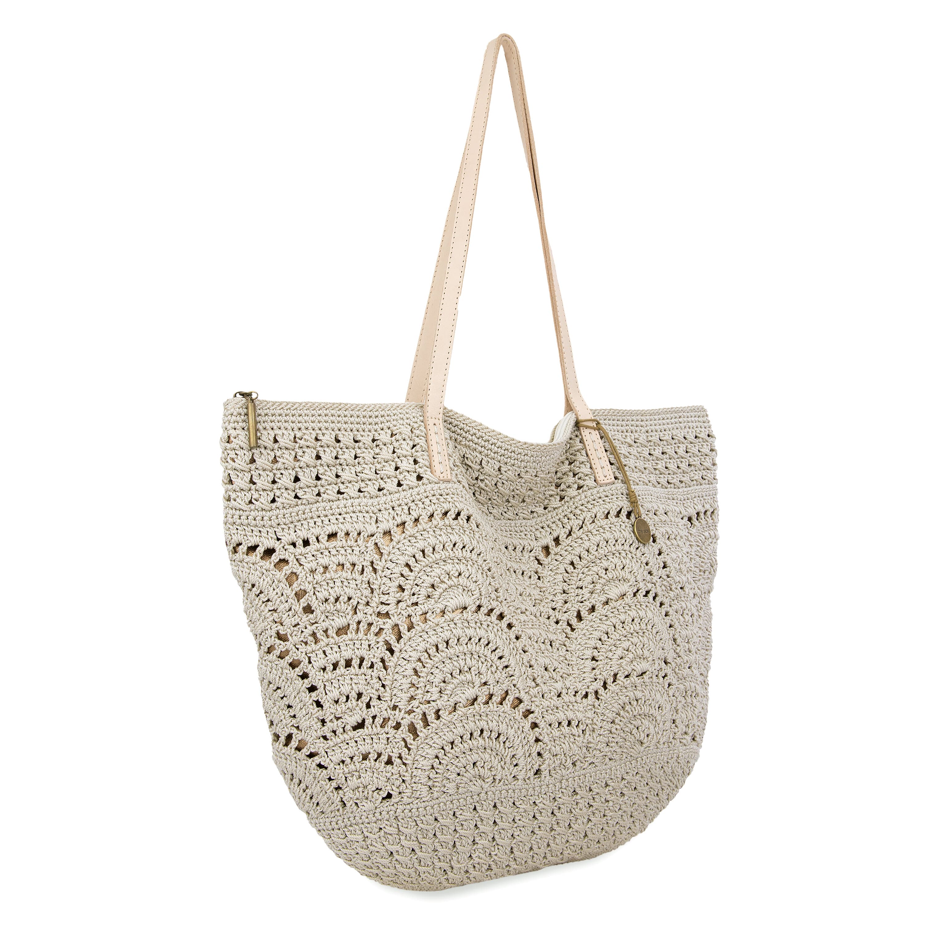 The Sak Faye Large Tote - Hand Crochet - Natural Fan