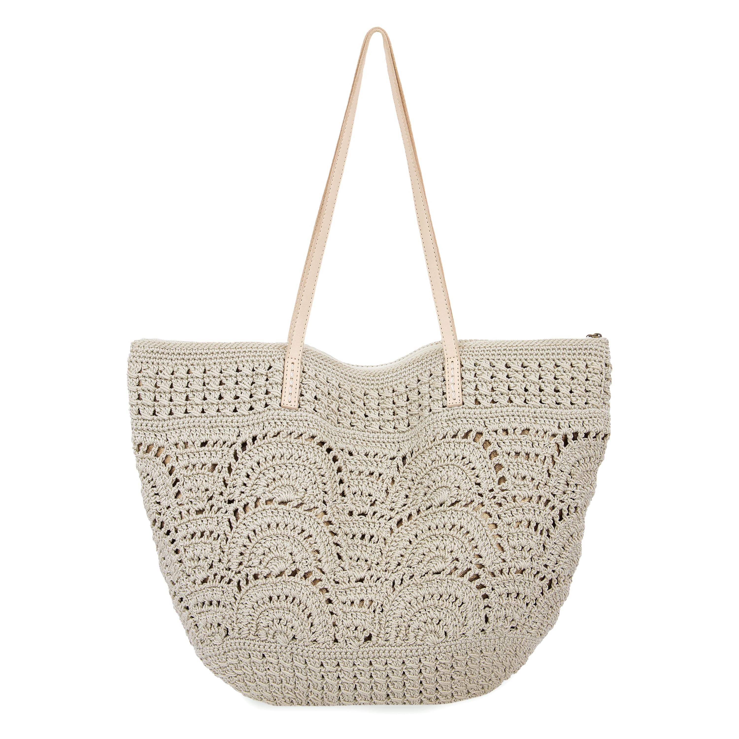 The Sak Faye Large Tote - Hand Crochet - Natural Fan